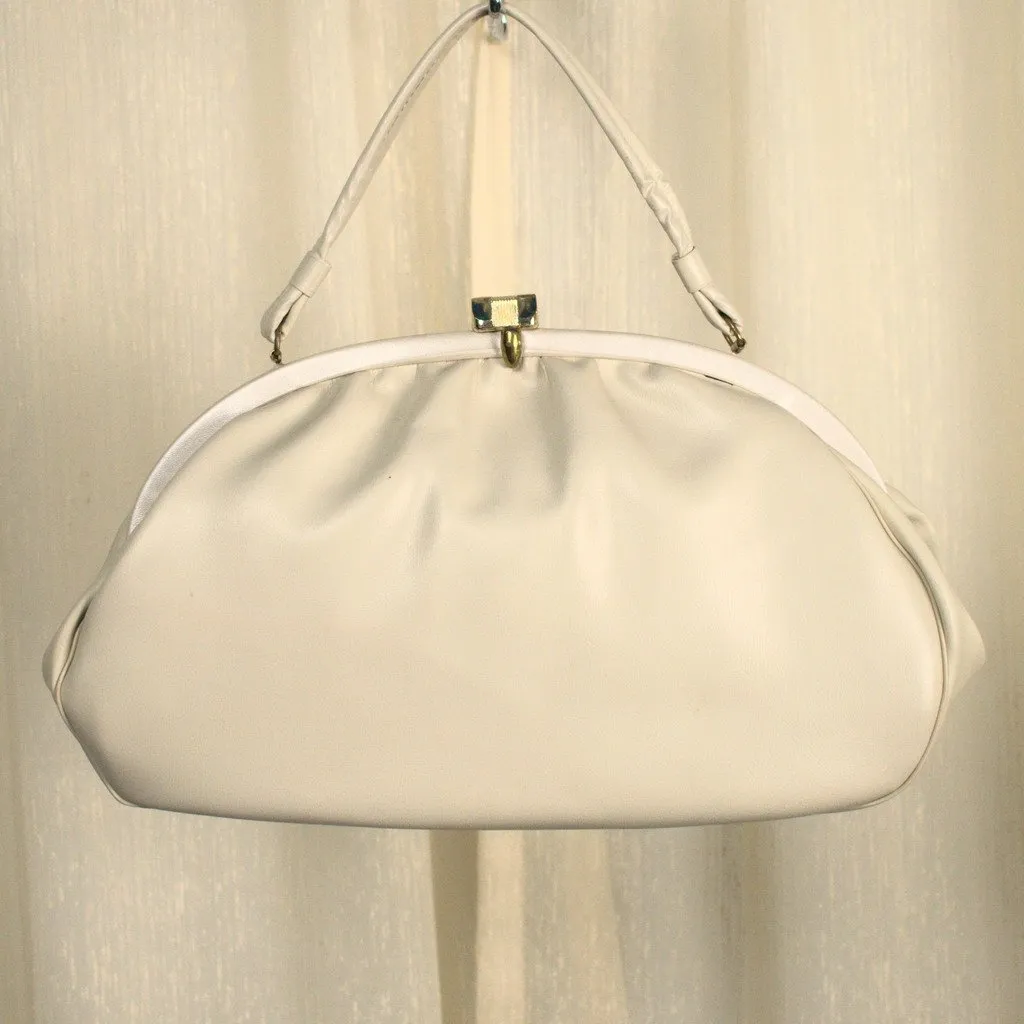 1950s Rounded Beige Handbag