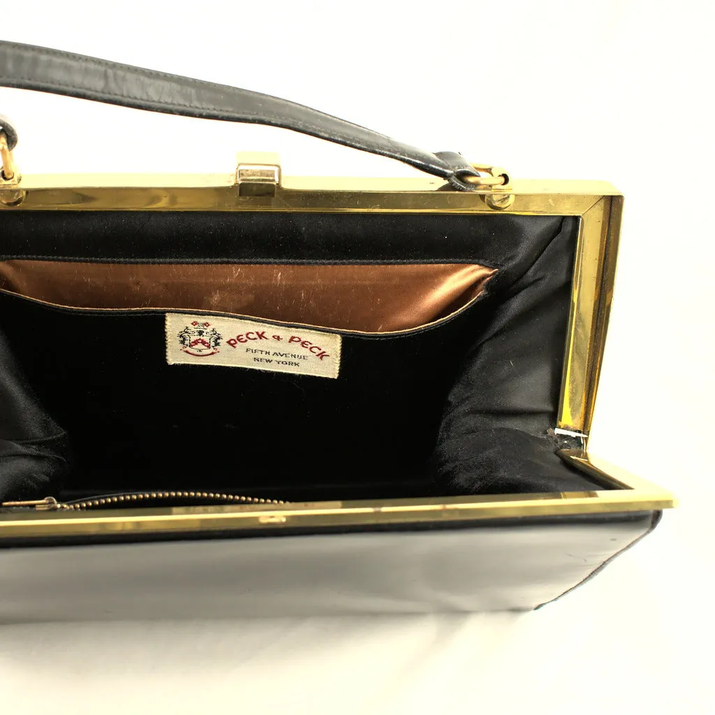 1950s Vintage Black Clasp Handbag