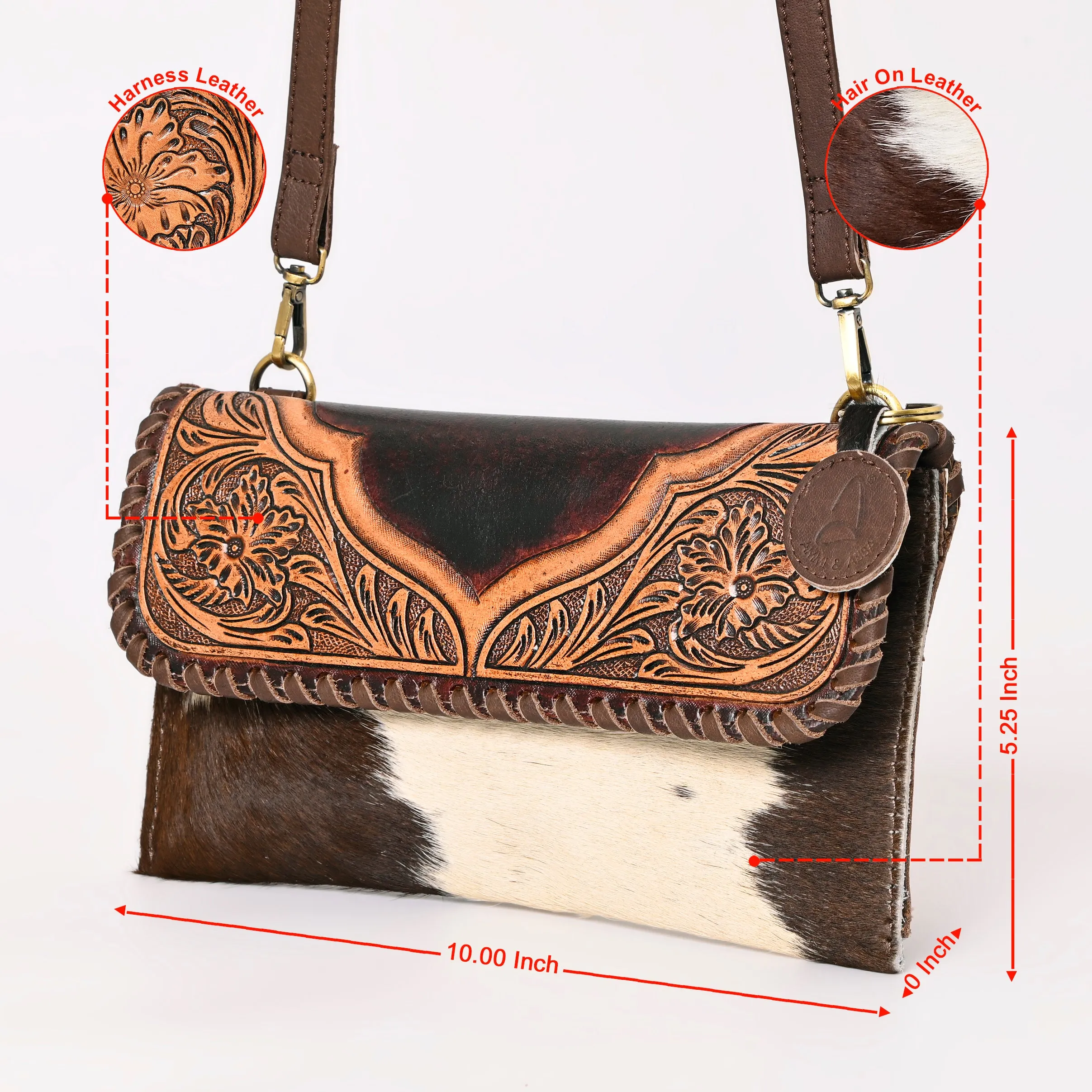 A&A-842A Montana West 100% Genuine Hair-On Cowhide Leather Crossbody