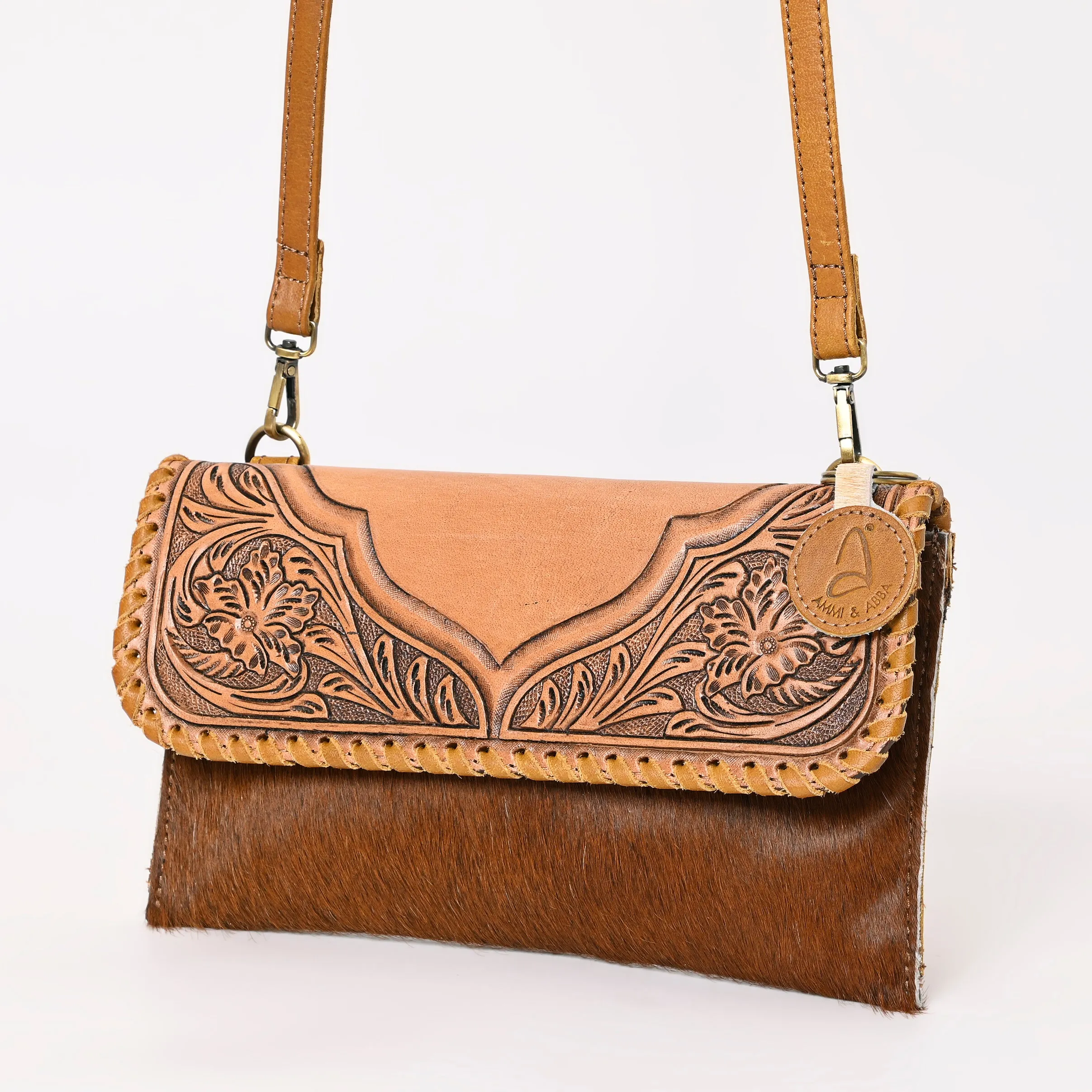 A&A-842A Montana West 100% Genuine Hair-On Cowhide Leather Crossbody