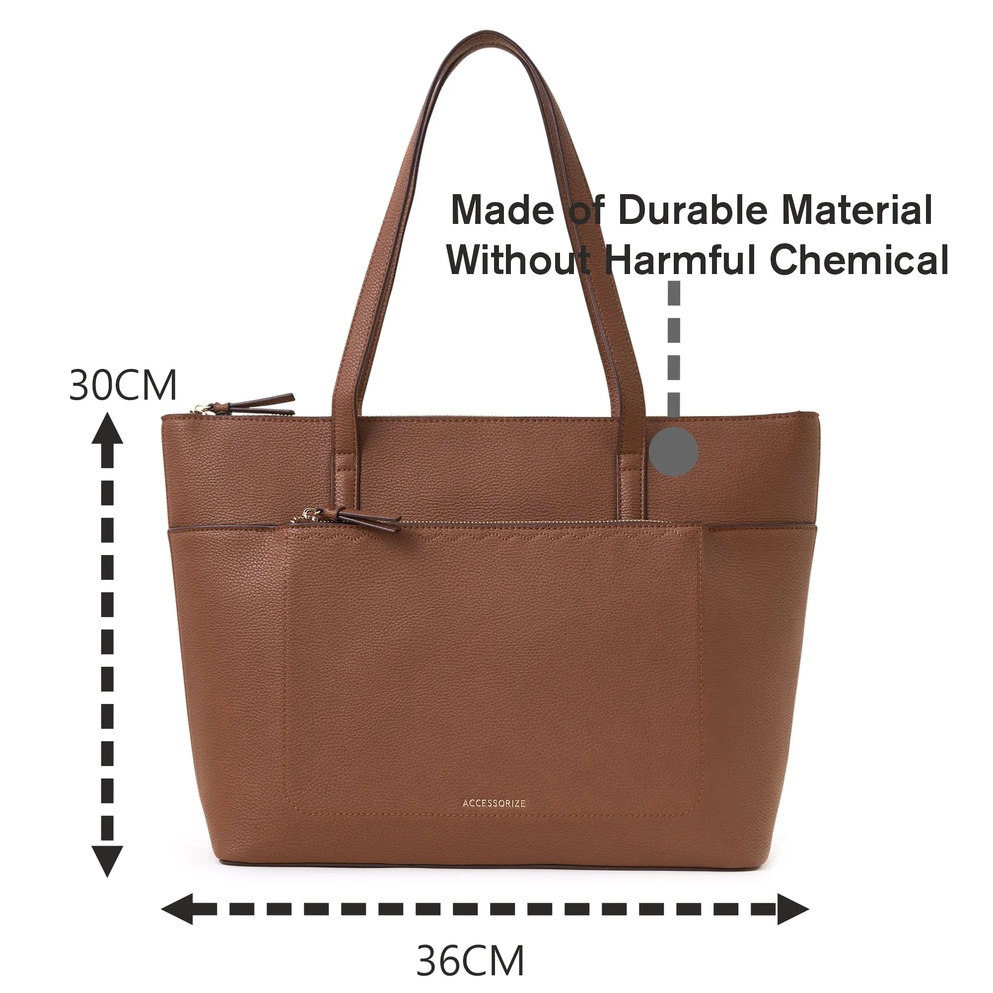 Accessorize London Women's Classic Tan Front Pocket Tote Bag