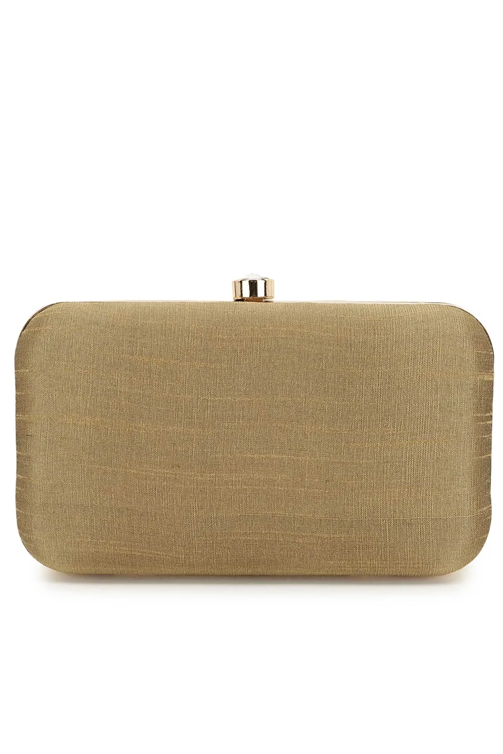 Adorn Beige & White Botanical Embellished Faux Silk Clutch