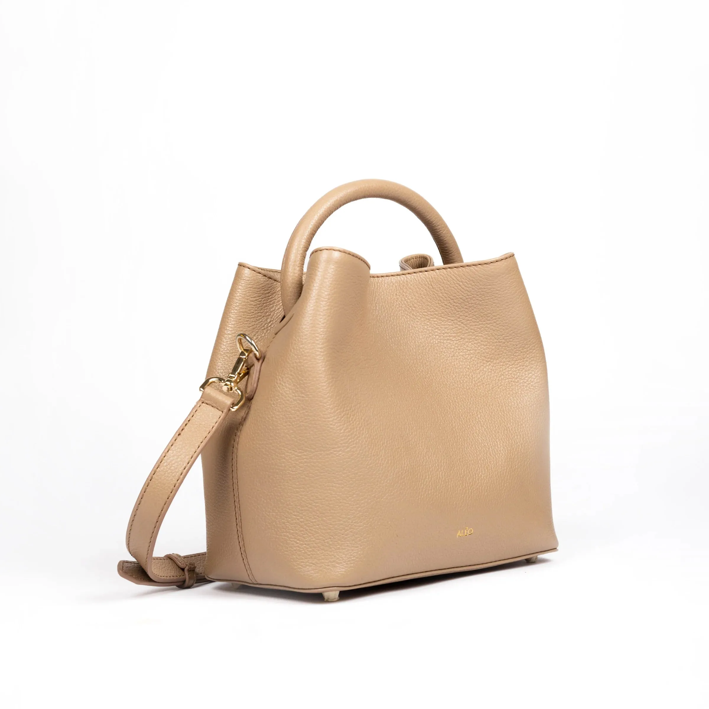 ALEO BON BON LEATHER BAG TAUPE