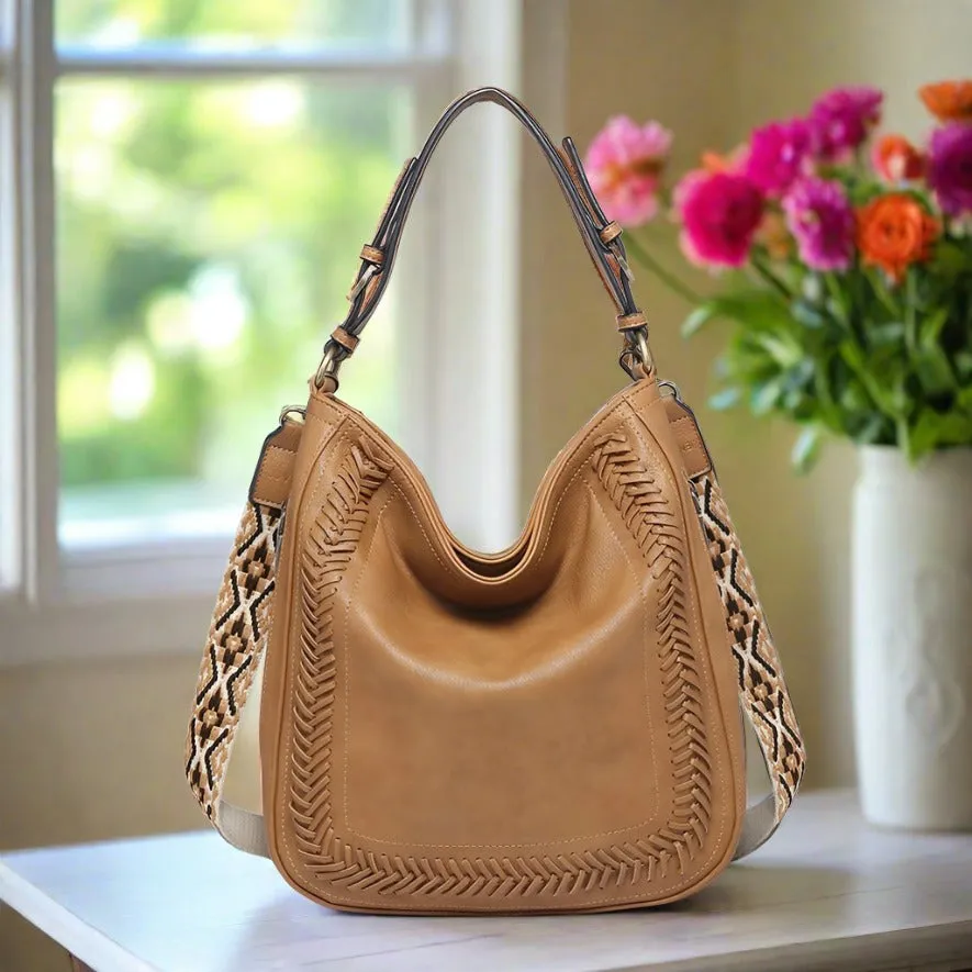 Aris Small Whipstitch Hobo w/ Guitar Strap