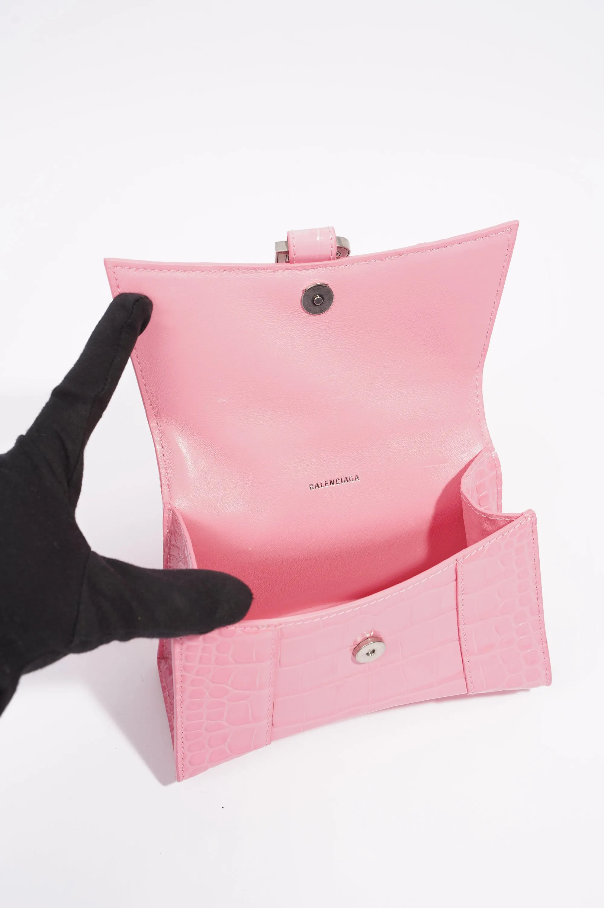 Balenciaga Hourglass Handbag Pink Leather XS