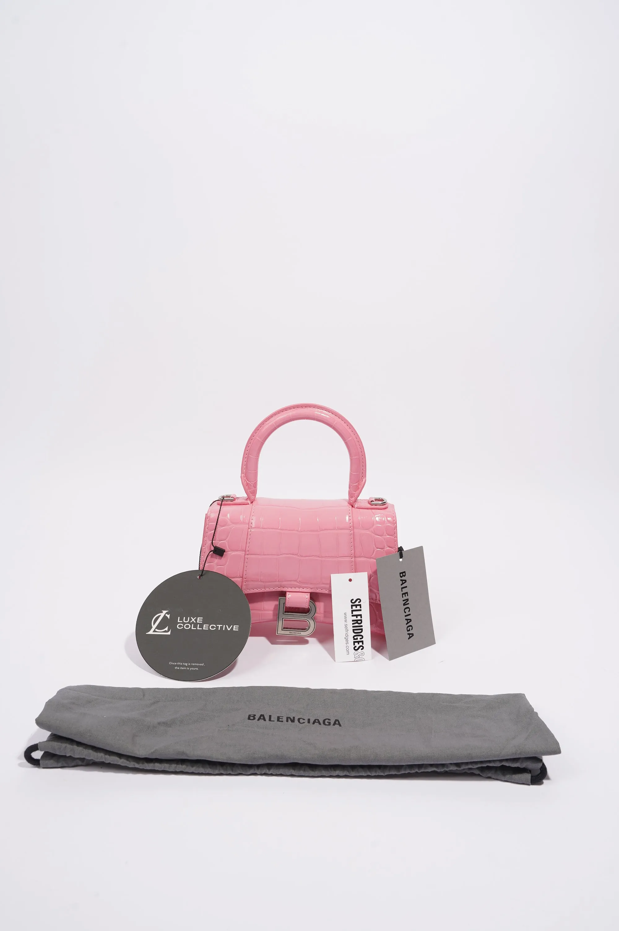 Balenciaga Hourglass Handbag Pink Leather XS