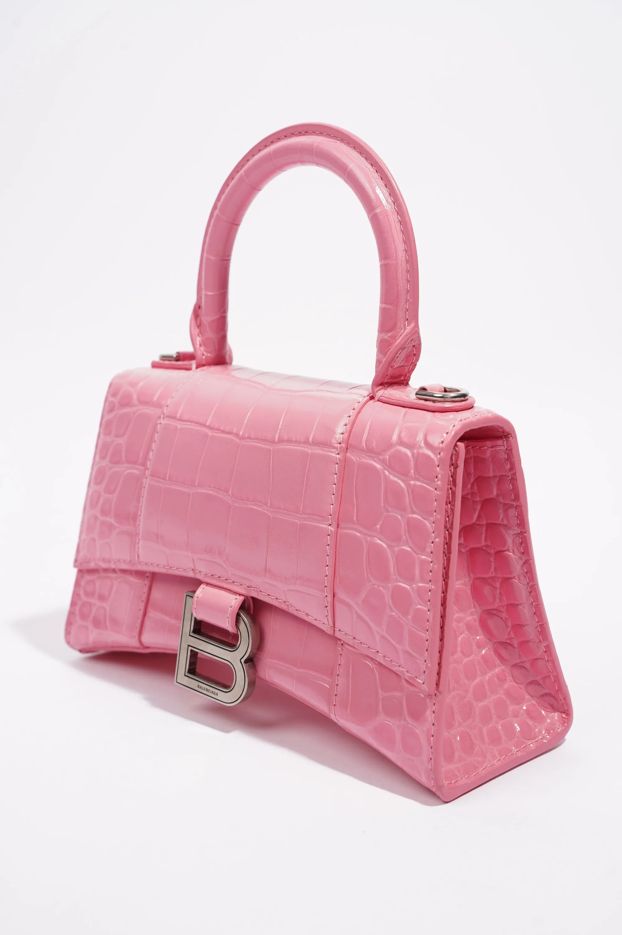 Balenciaga Hourglass Handbag Pink Leather XS