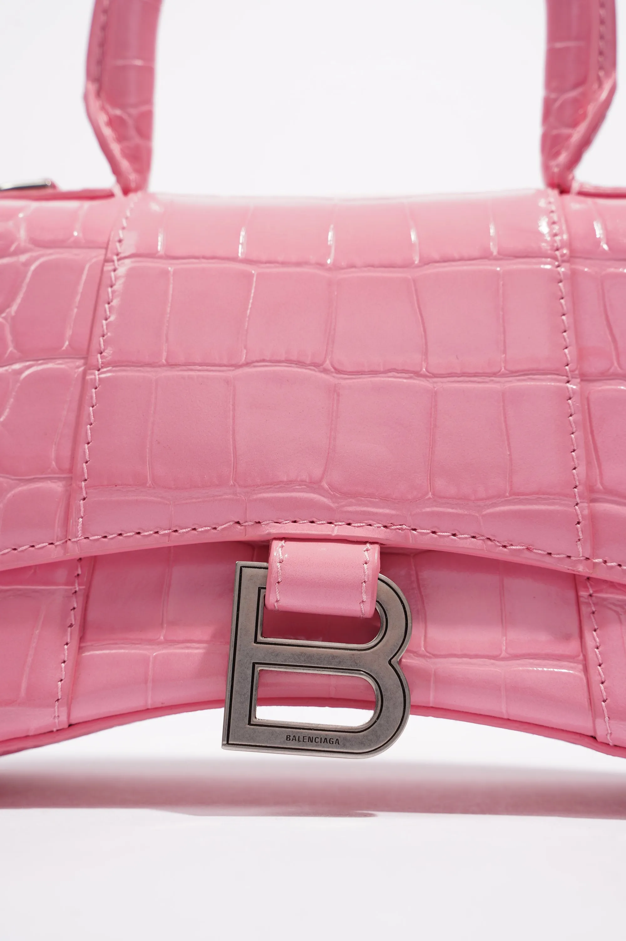 Balenciaga Hourglass Handbag Pink Leather XS