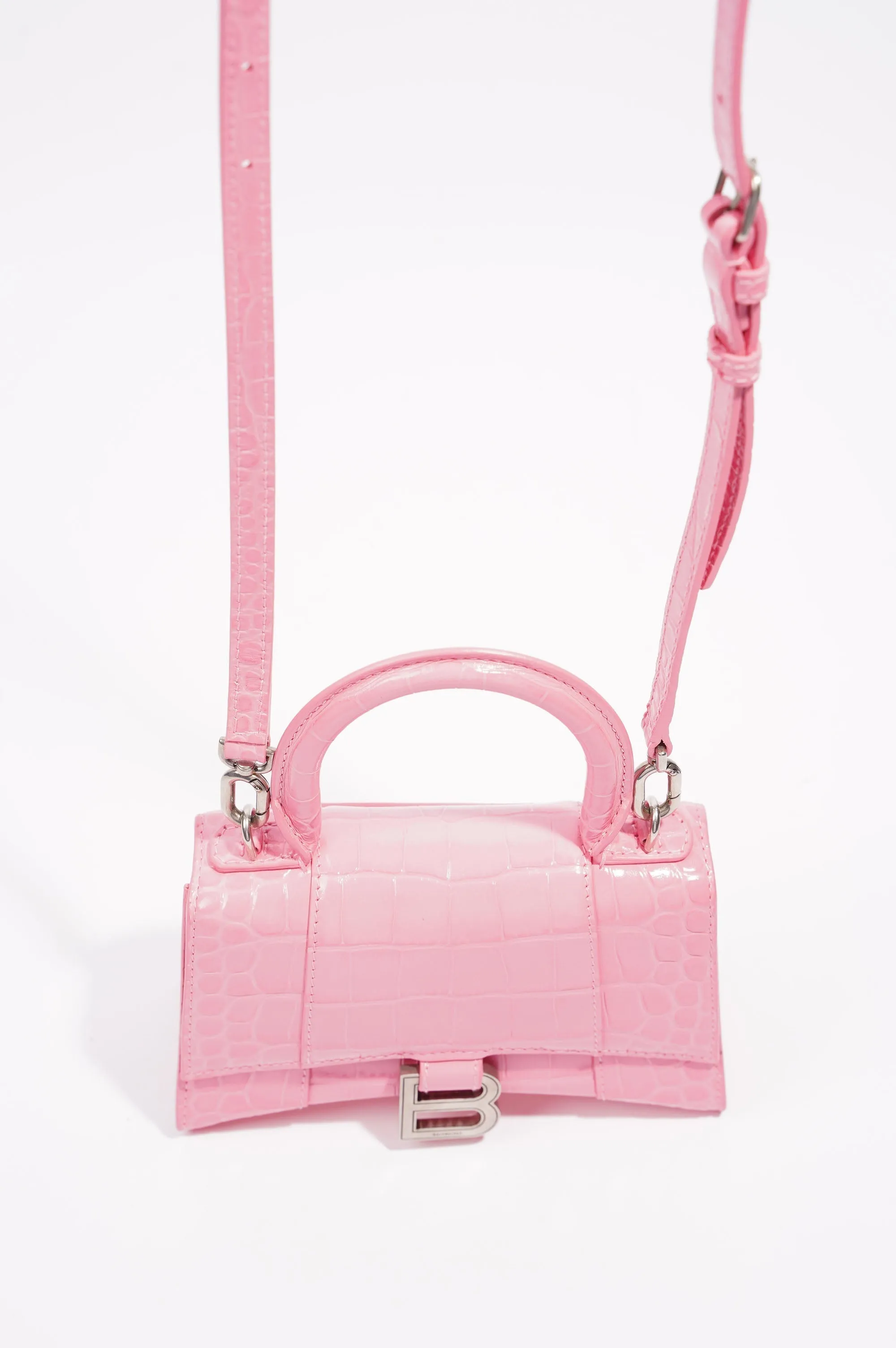 Balenciaga Hourglass Handbag Pink Leather XS