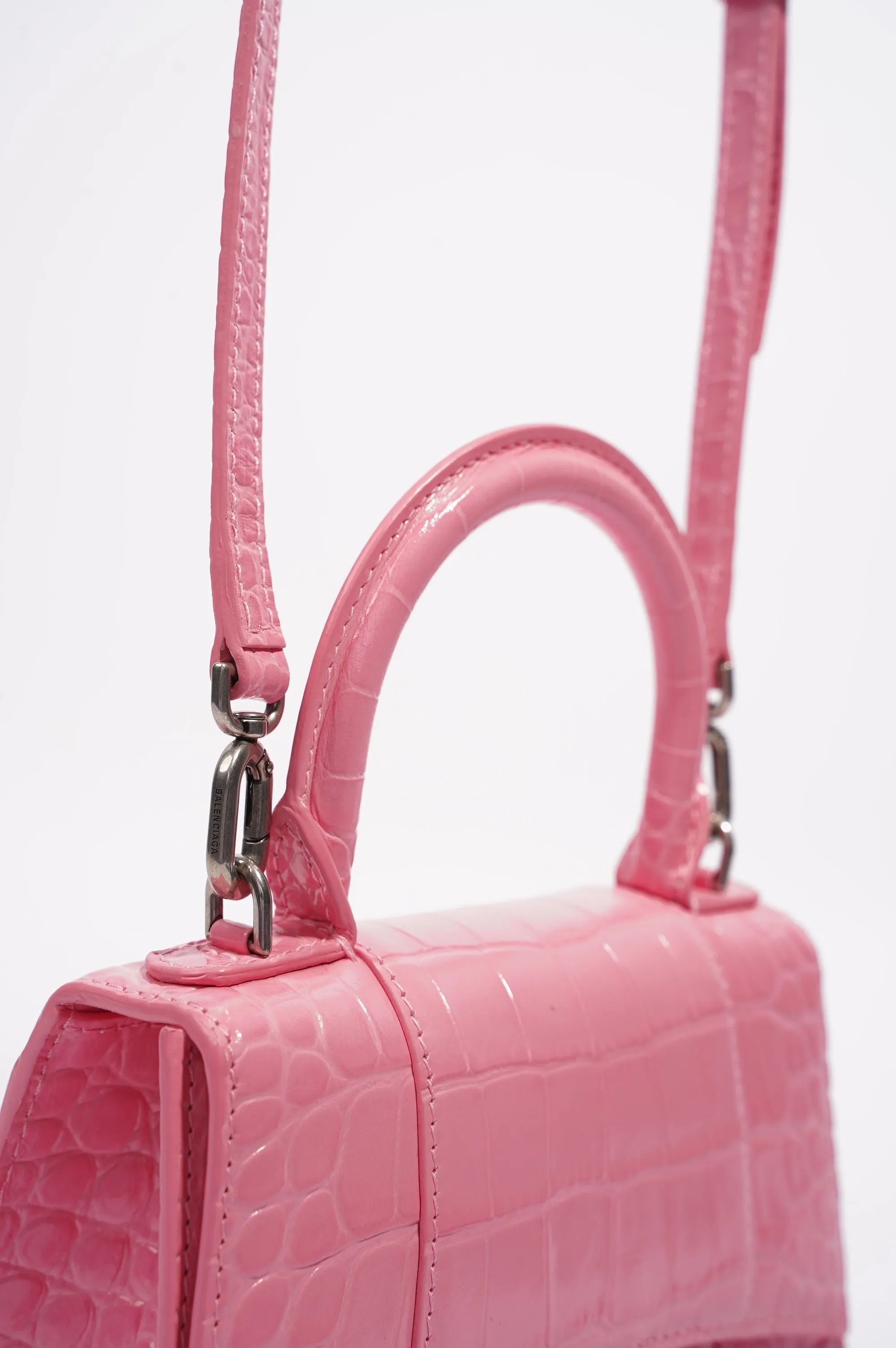 Balenciaga Hourglass Handbag Pink Leather XS