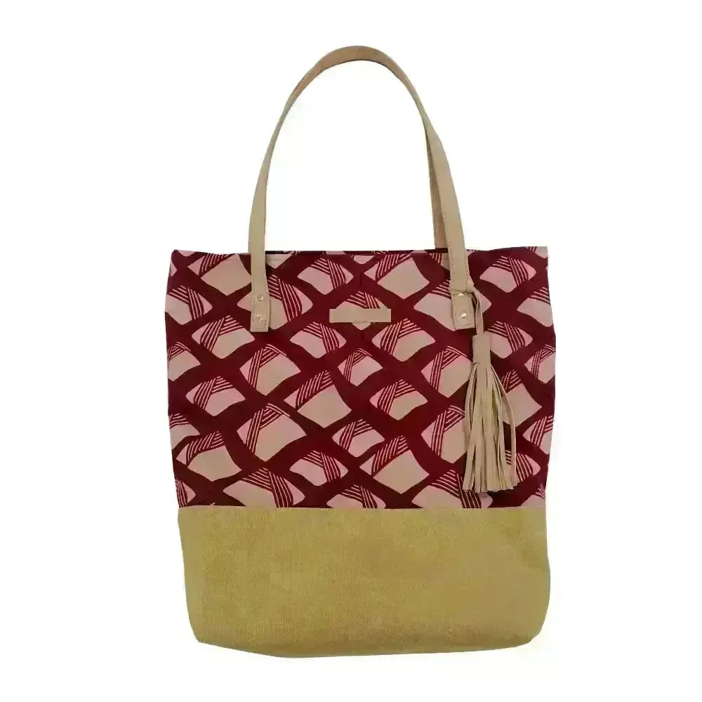 Batik Tote Bag (Canvas base) - Crimson Nasi Lemak