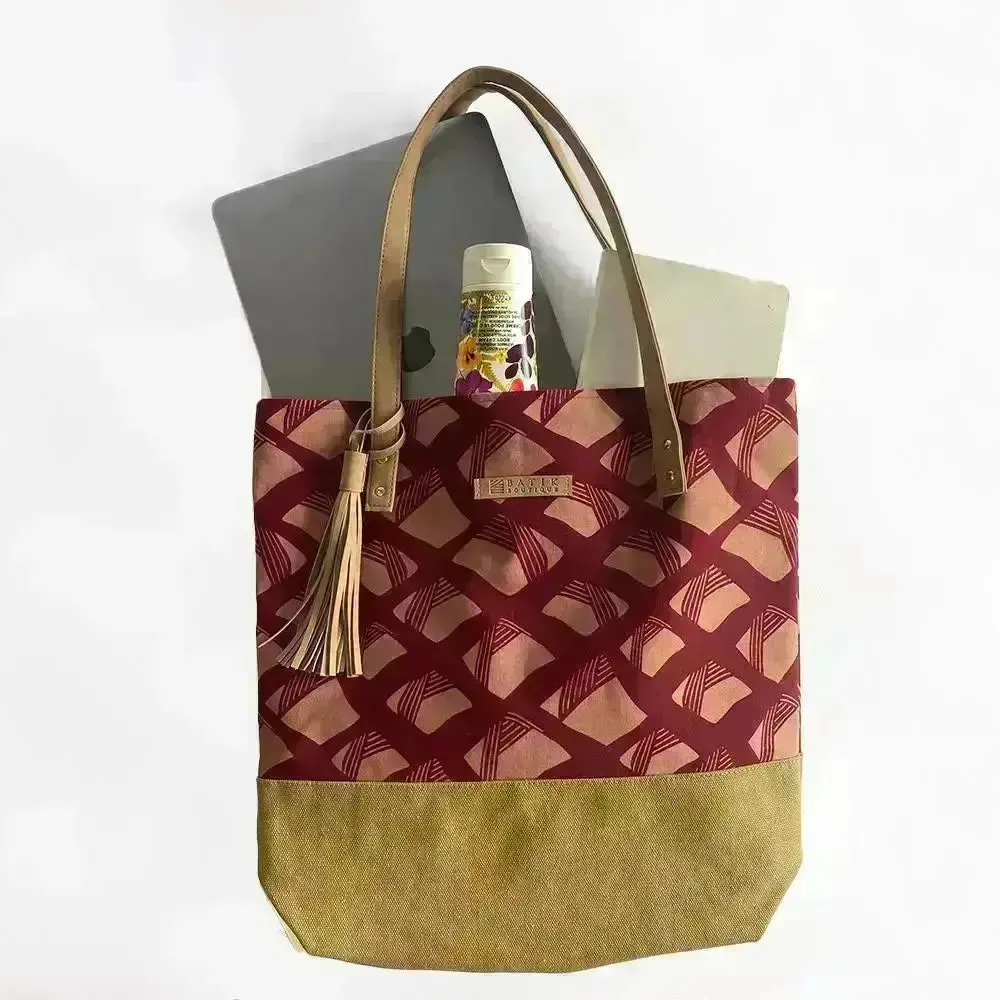 Batik Tote Bag (Canvas base) - Crimson Nasi Lemak