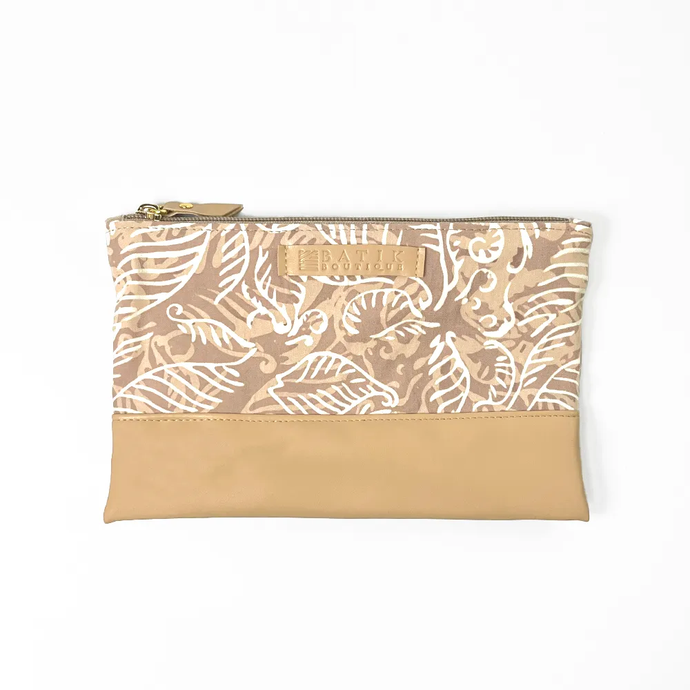 Batik Zip Pouch - Tan Nautical Fern