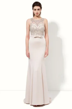 Beign Modest Long Evening Dress With Belt Prom Dress, LX414