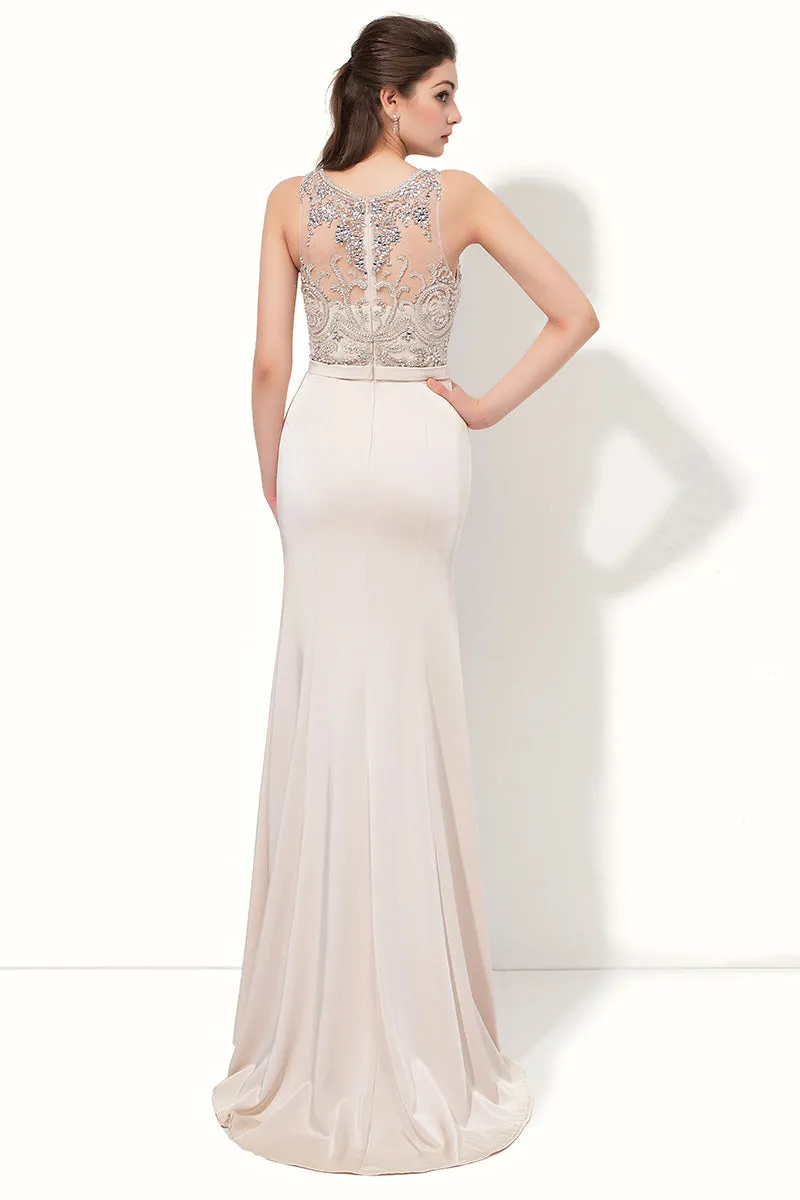 Beign Modest Long Evening Dress With Belt Prom Dress, LX414