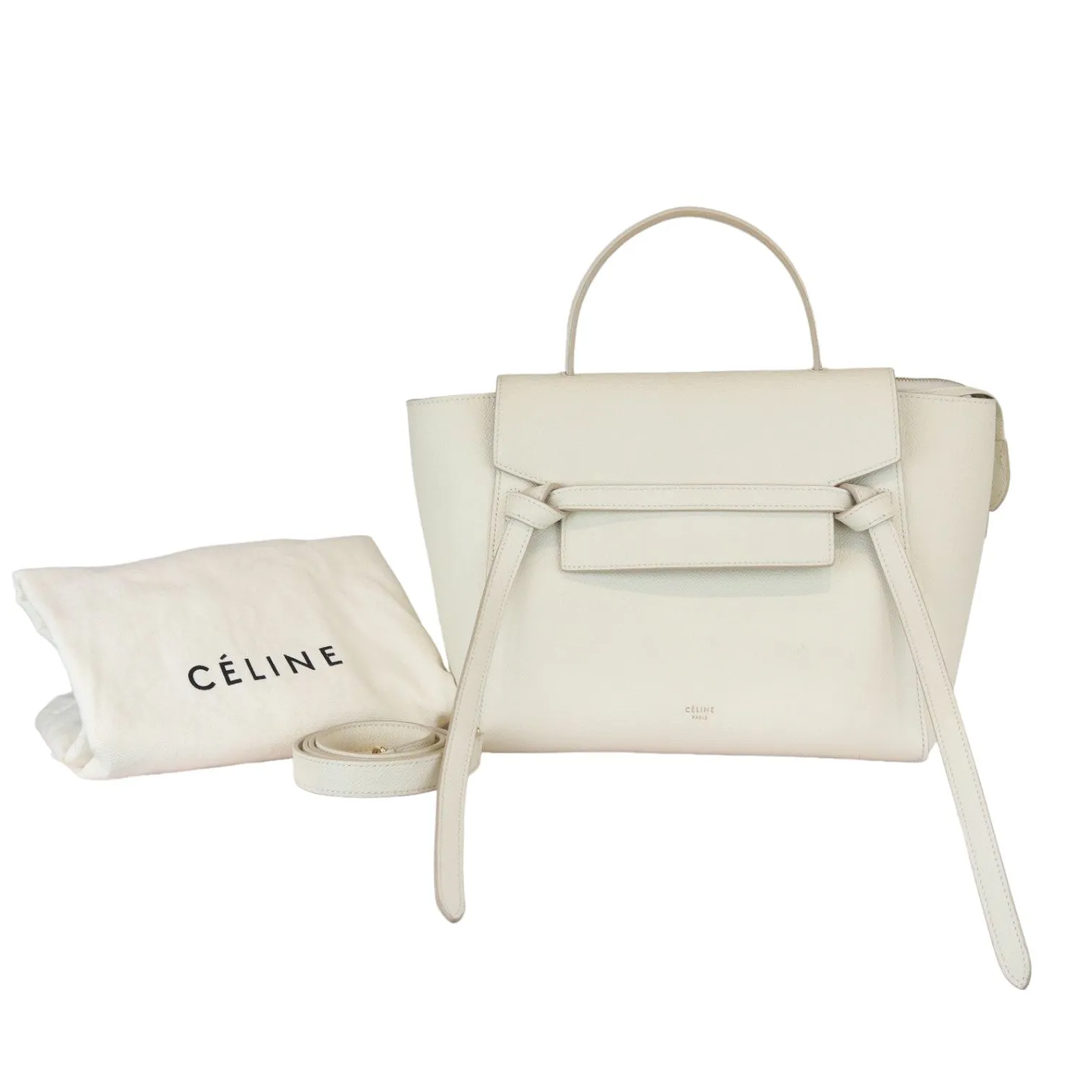 Belt Bag Mini Grained Calfskin White GHW