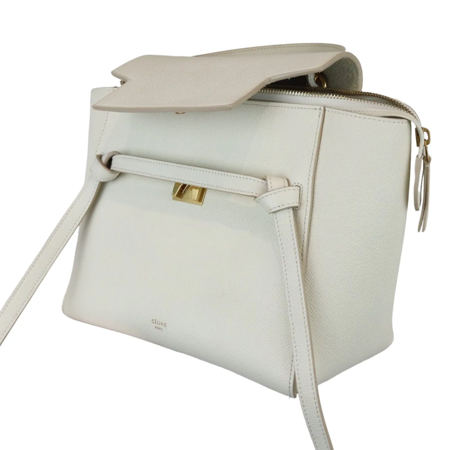 Belt Bag Mini Grained Calfskin White GHW