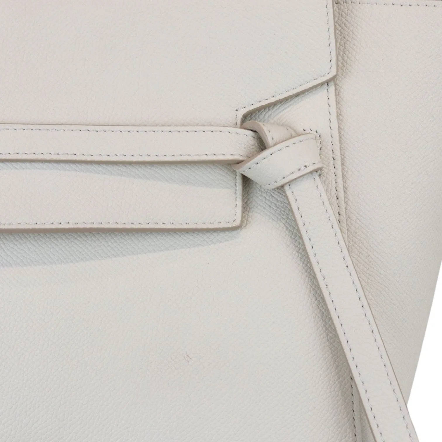 Belt Bag Mini Grained Calfskin White GHW