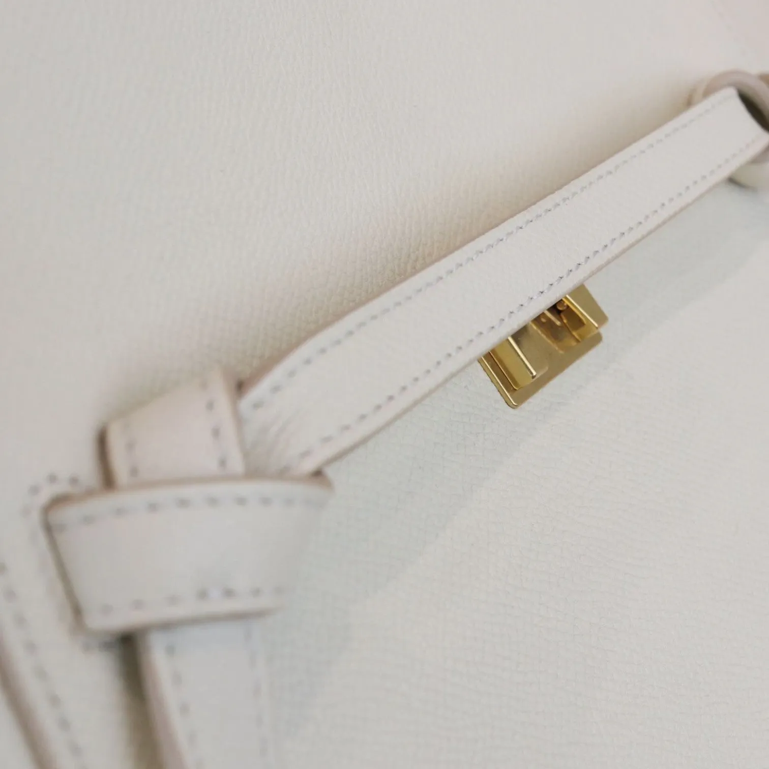 Belt Bag Mini Grained Calfskin White GHW