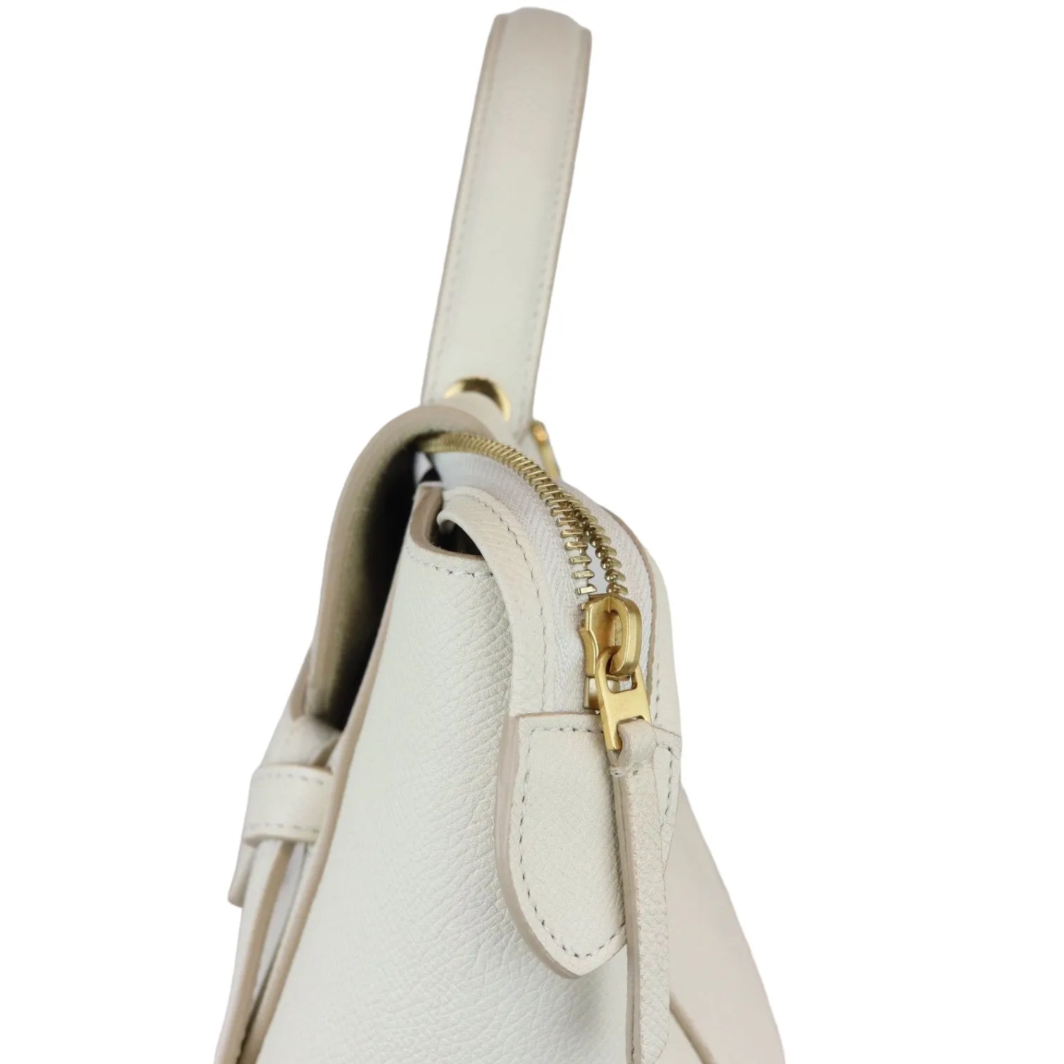 Belt Bag Mini Grained Calfskin White GHW