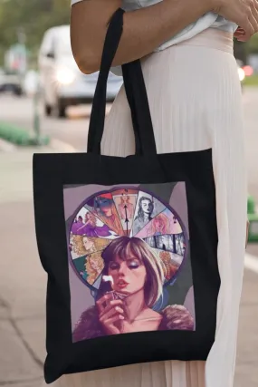 Black Taylor Swift Poster Tote Bag with Zipper