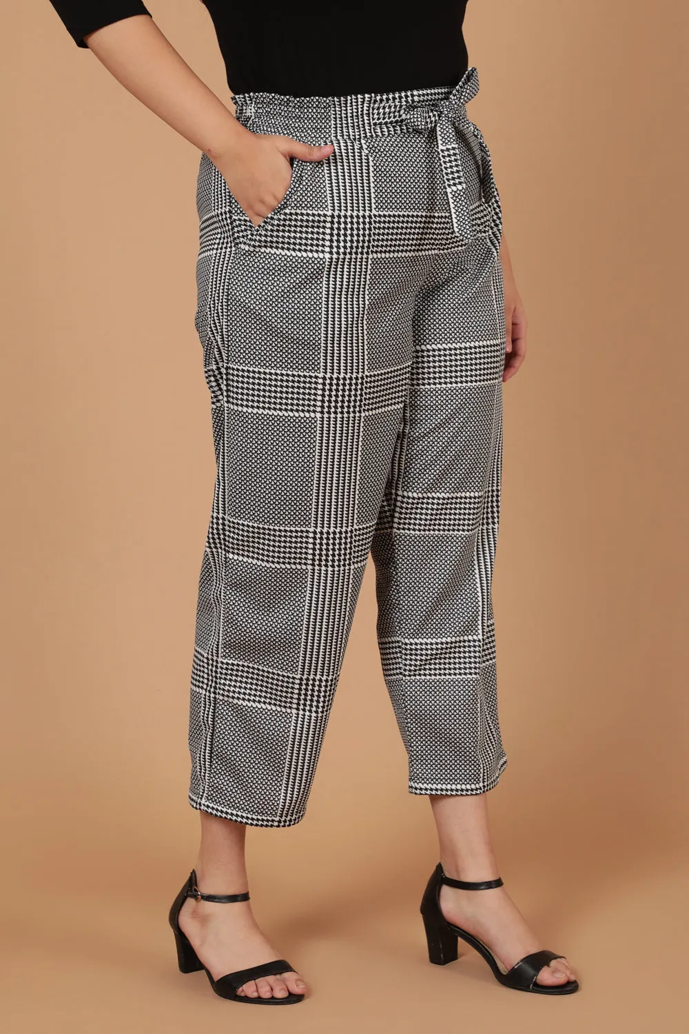 Black White Houndstooth Checkered Pants