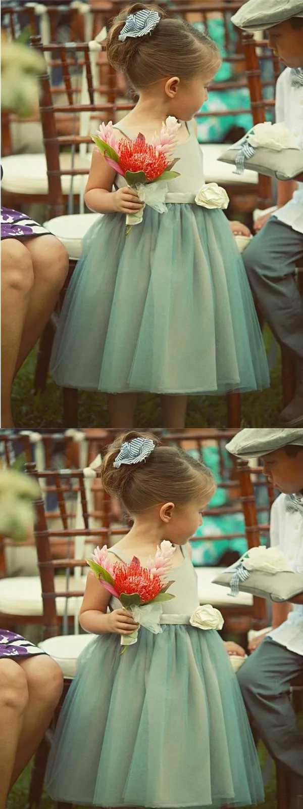 Blue Hlater Tulle Flower Girl Dresses With Handmade Flower,Cheap Toddler Flower Girl Dresses,FGY0197