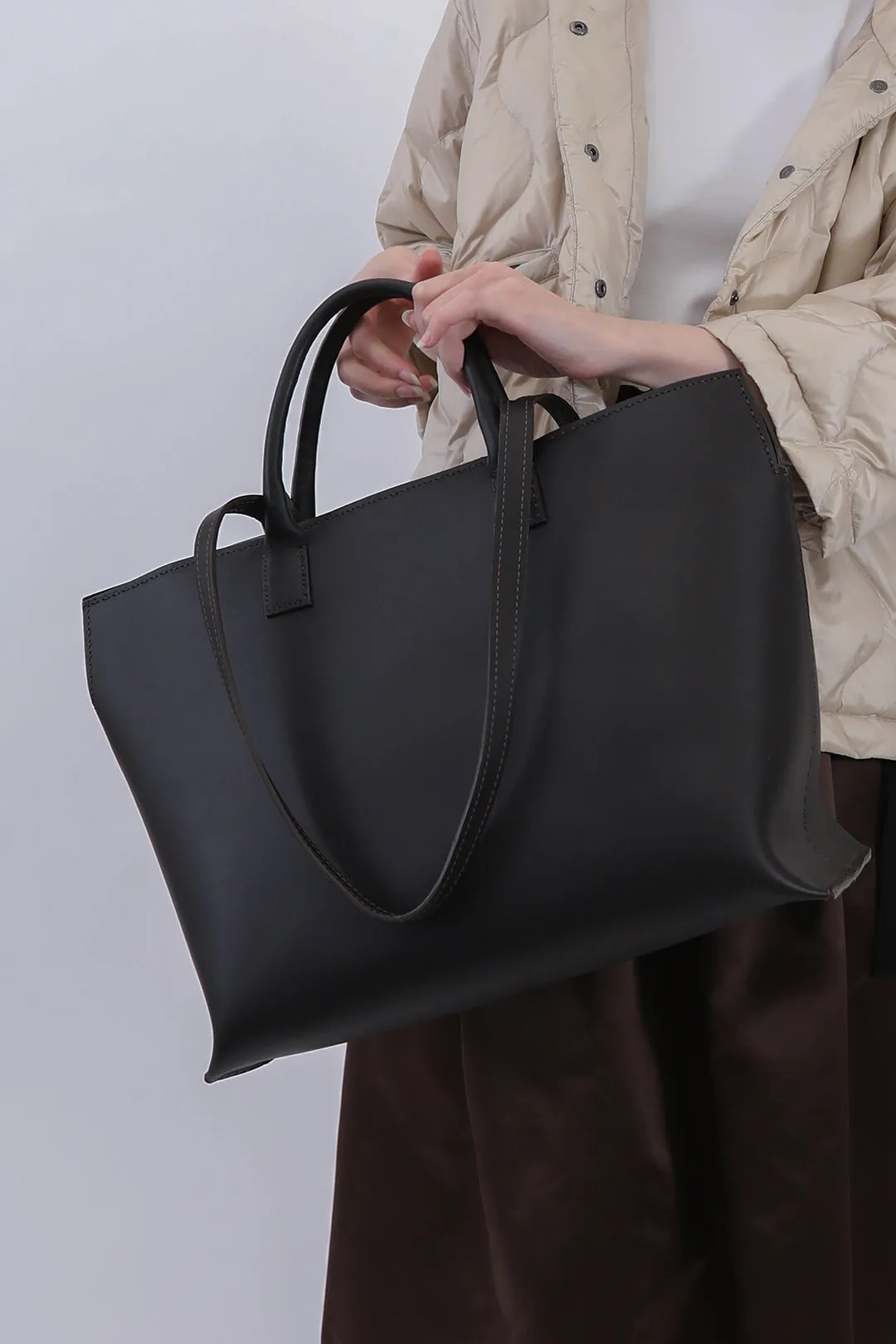 BOLZANO FRENCH BARENIA LEATHER TOTE IN ESPRESSO