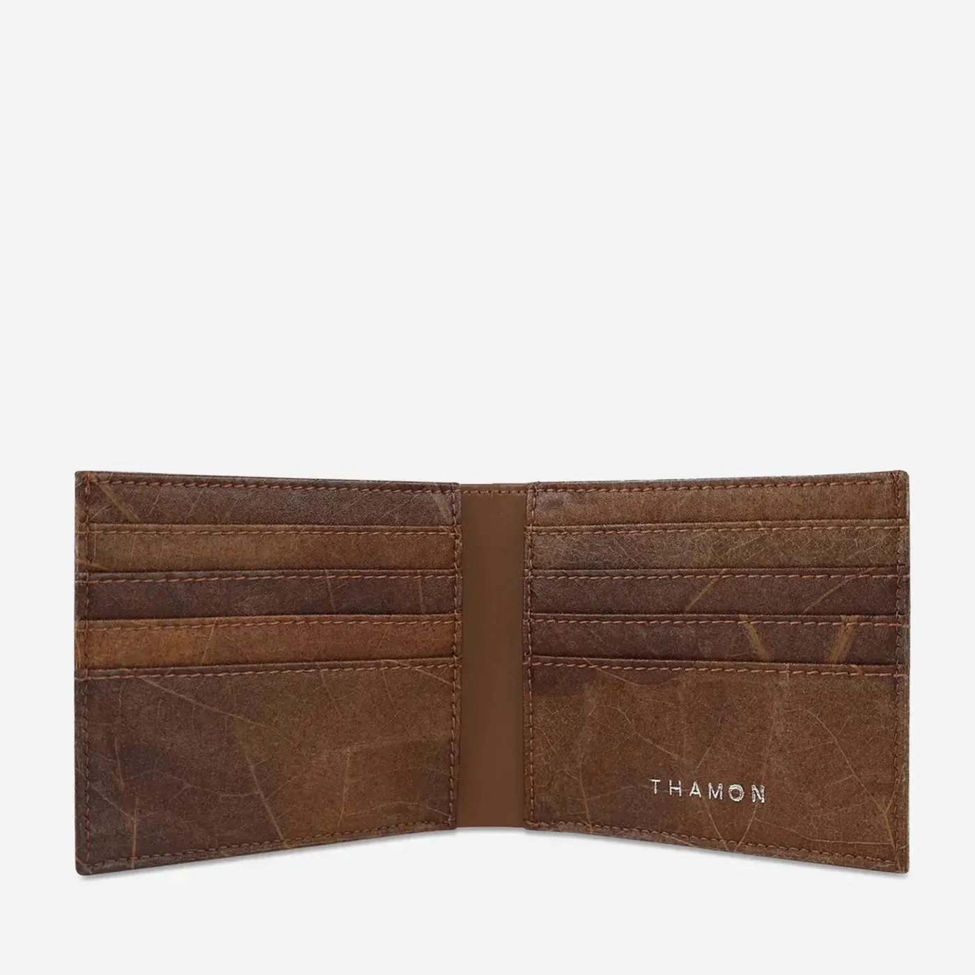 Brown Vegan Leaf leather Bifold Wallet