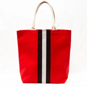 Campus Stripe Tote in Red & Black