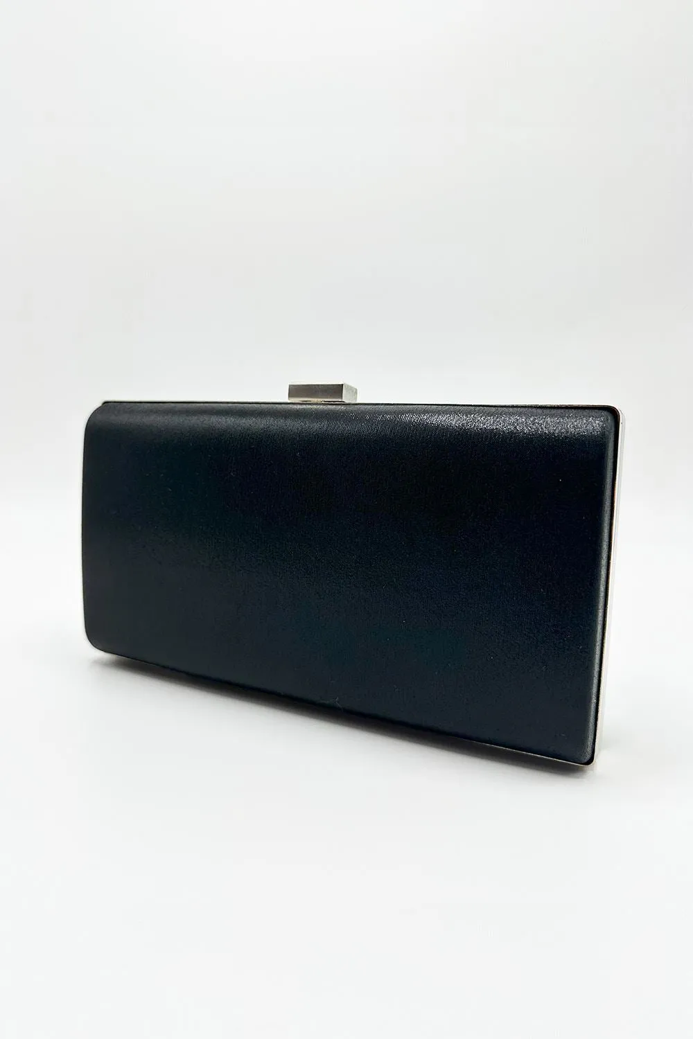 Carna Diamante Embellished Rectangle Clutch Bag in Black