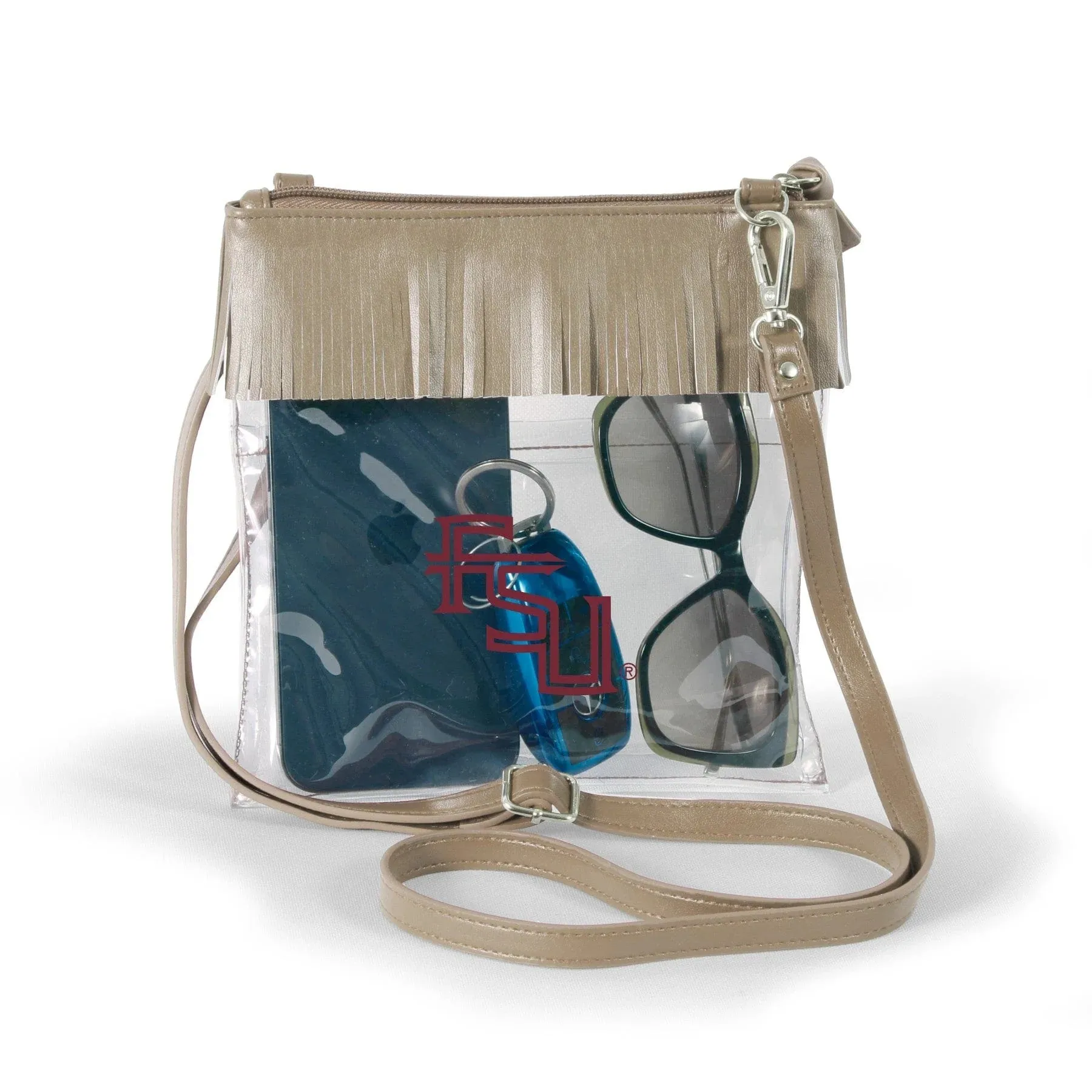 Clear Crossbody Purse W/ Fringe Trim