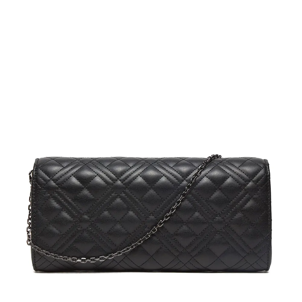 Clutch Donna Trapuntata con Tracolla LOVE MOSCHINO linea Lettering Logo colore Nero con Logo Canna di Fucile