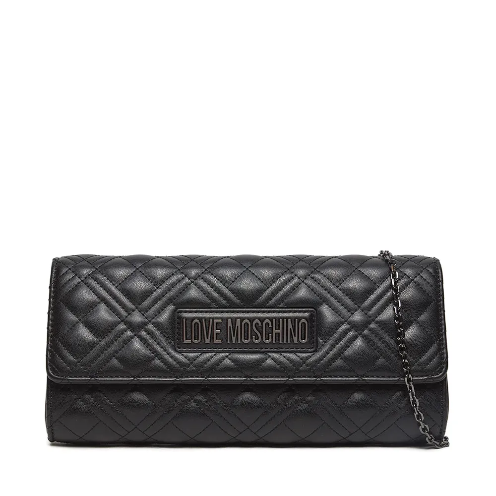 Clutch Donna Trapuntata con Tracolla LOVE MOSCHINO linea Lettering Logo colore Nero con Logo Canna di Fucile