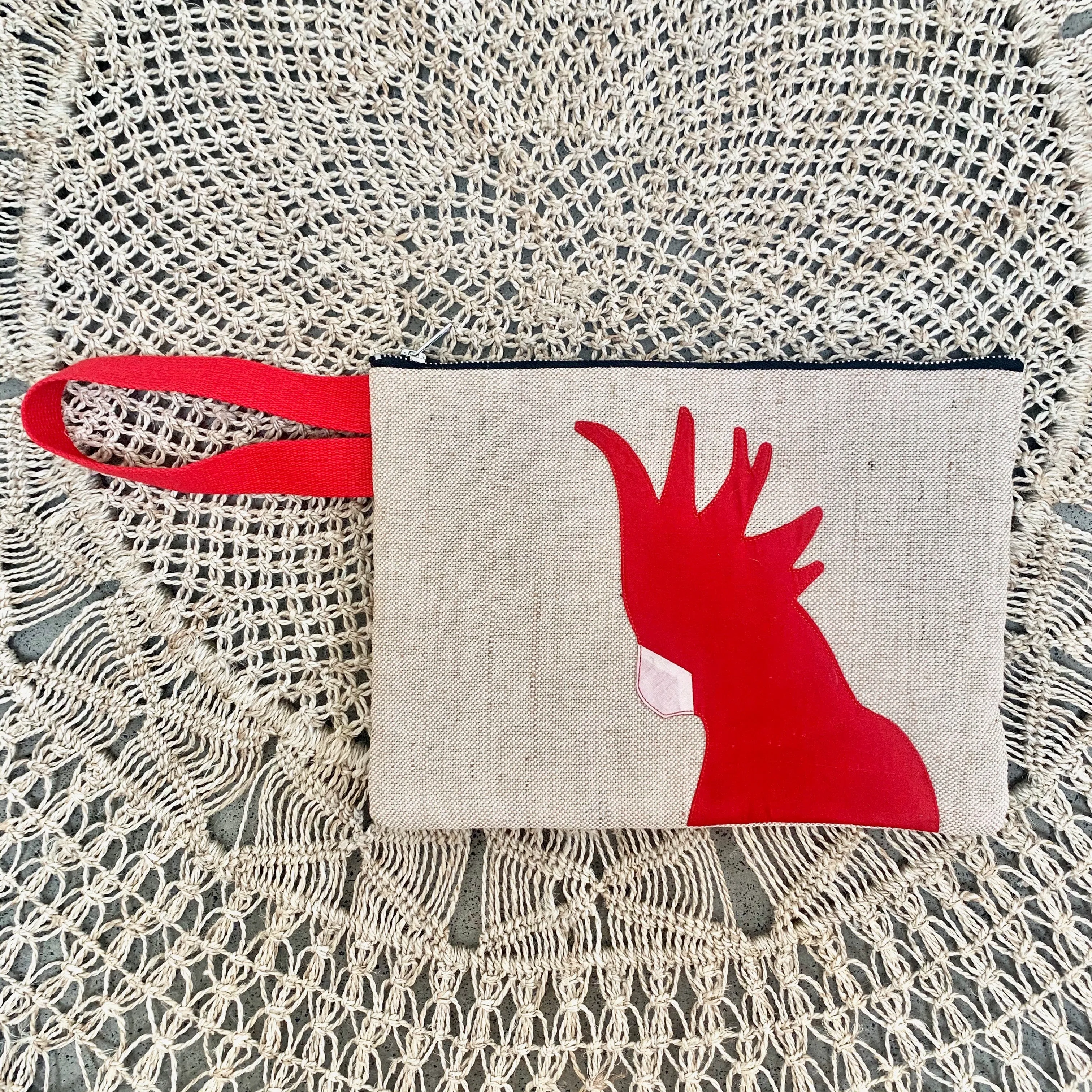 Cockatoo Jute Clutch in Red