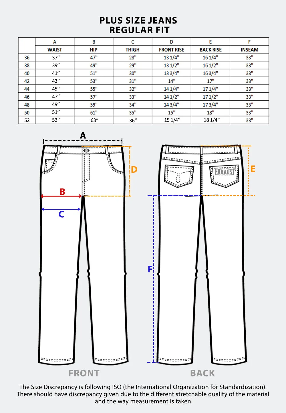 EXHAUST CLASSIC JEANS LONG PANTS [PLUS SIZE-310 REGULAR FIT] 1634