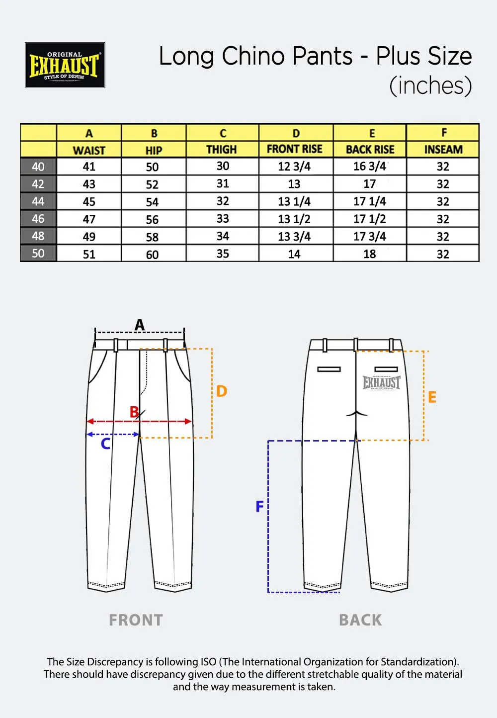 EXHAUST COTTON LONG PANTS [PLUS SIZE-REGULAR FIT] 1469