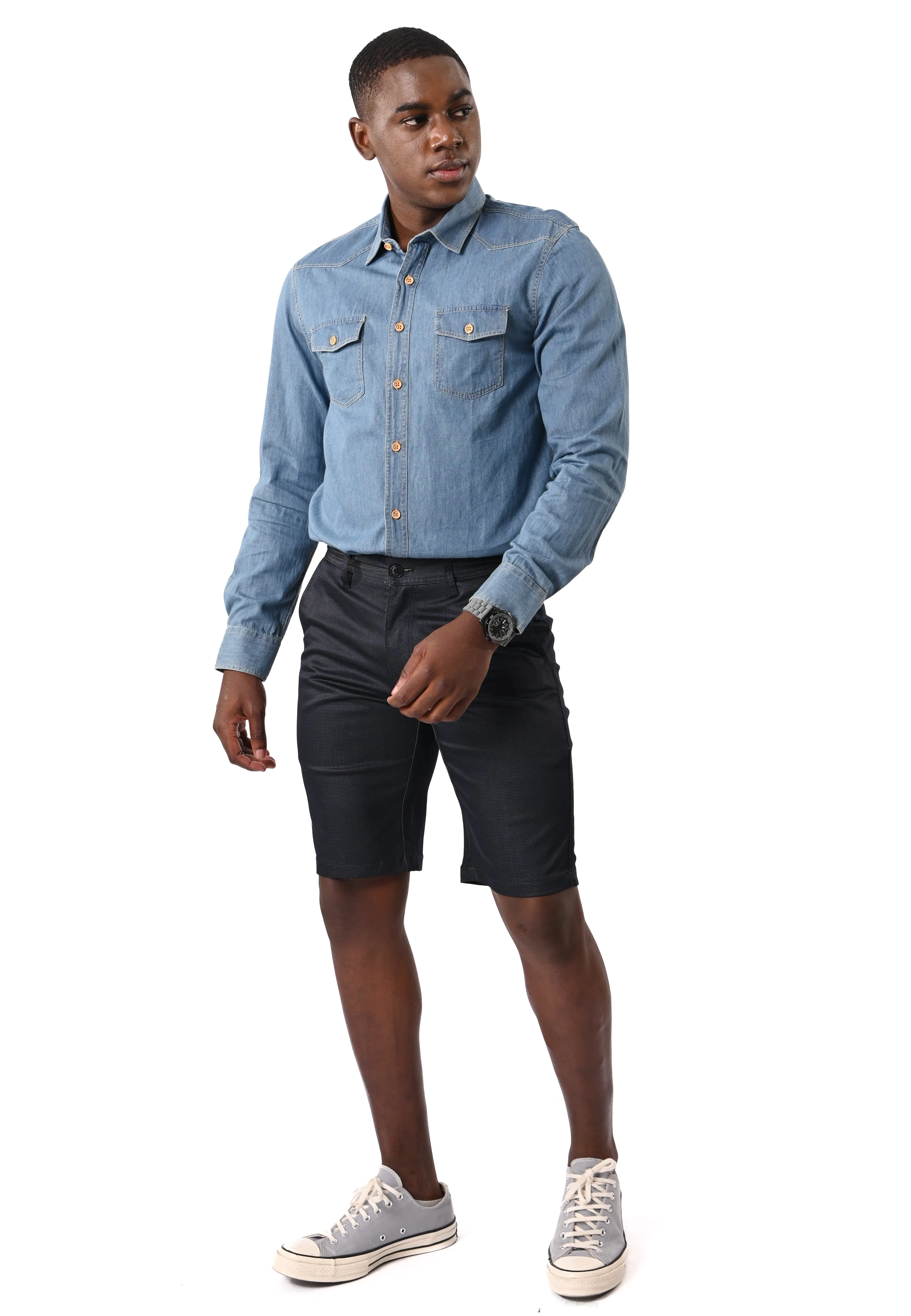 EXHAUST MEN'S COTTON SHORT PANTS [Straight Cut] 1466