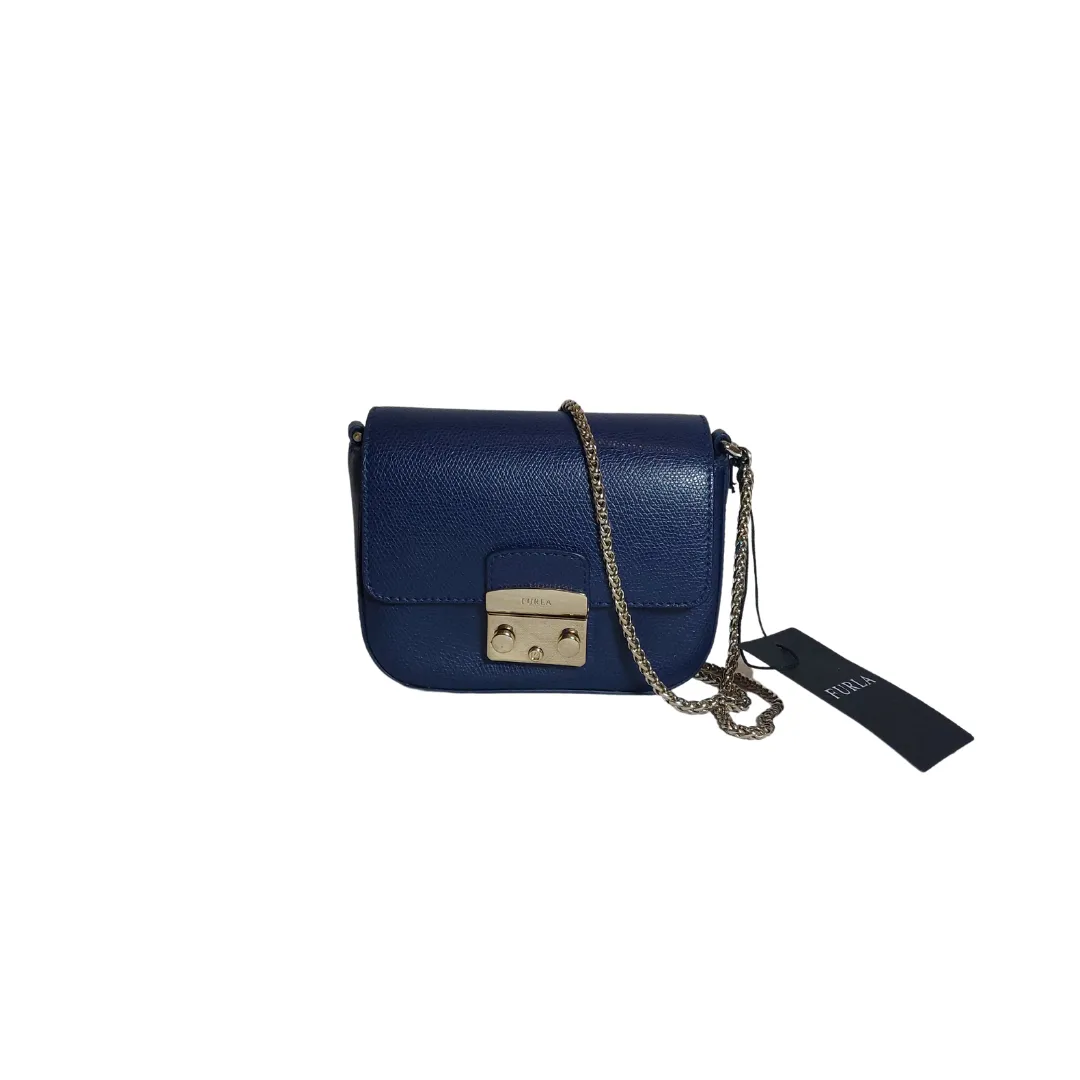 Furla Metropolis Navy Leather Mini Crossbody Bag | Gently Used |