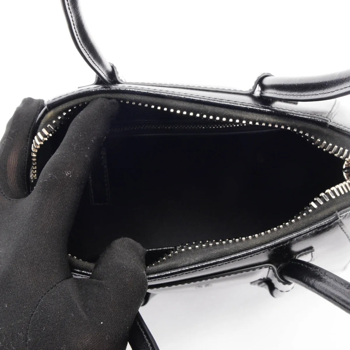 Givenchy Black Shiny Lord Mini Antigona Lock Bag