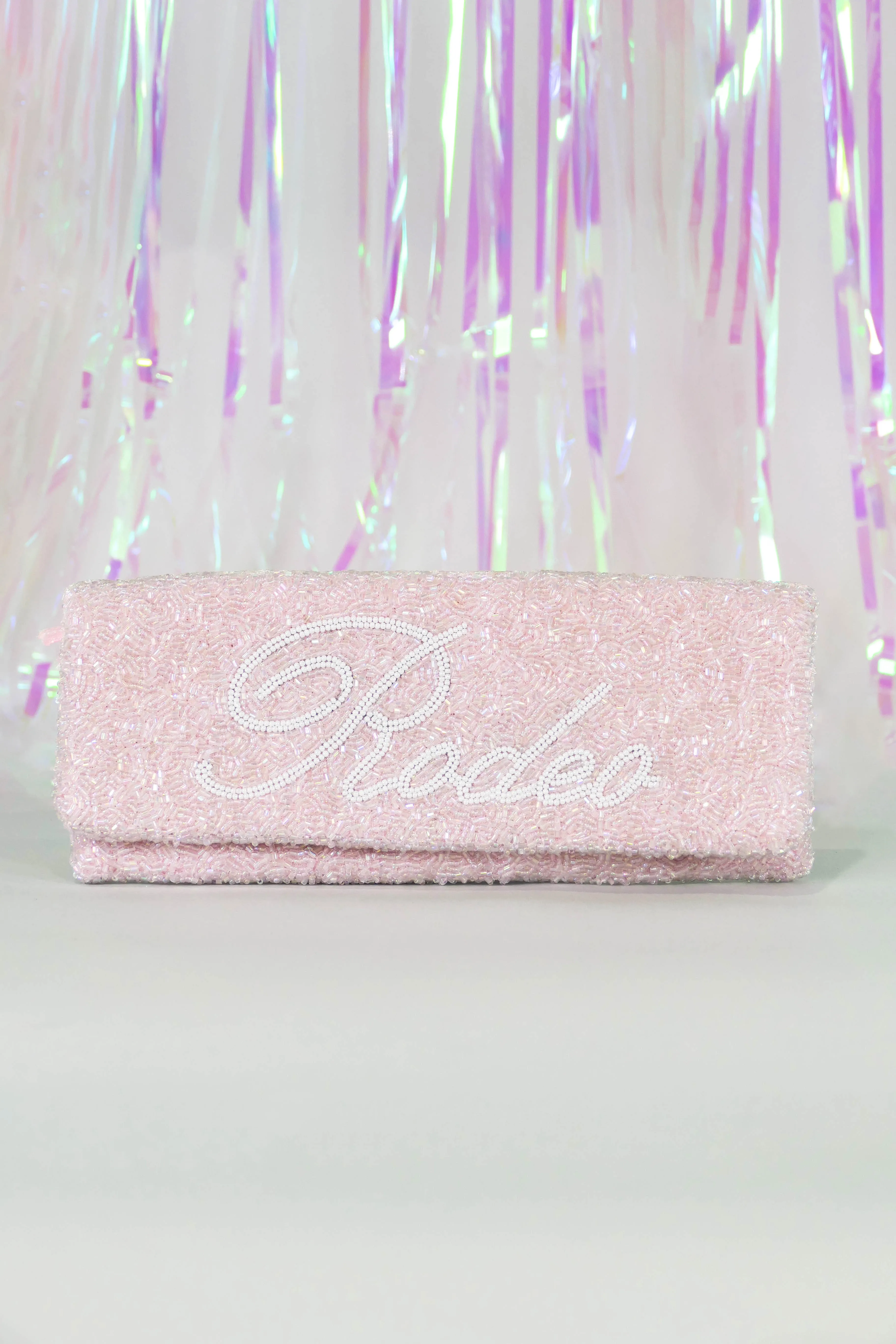 Glamfox - Baby Pink Rodeo Beaded Clutch