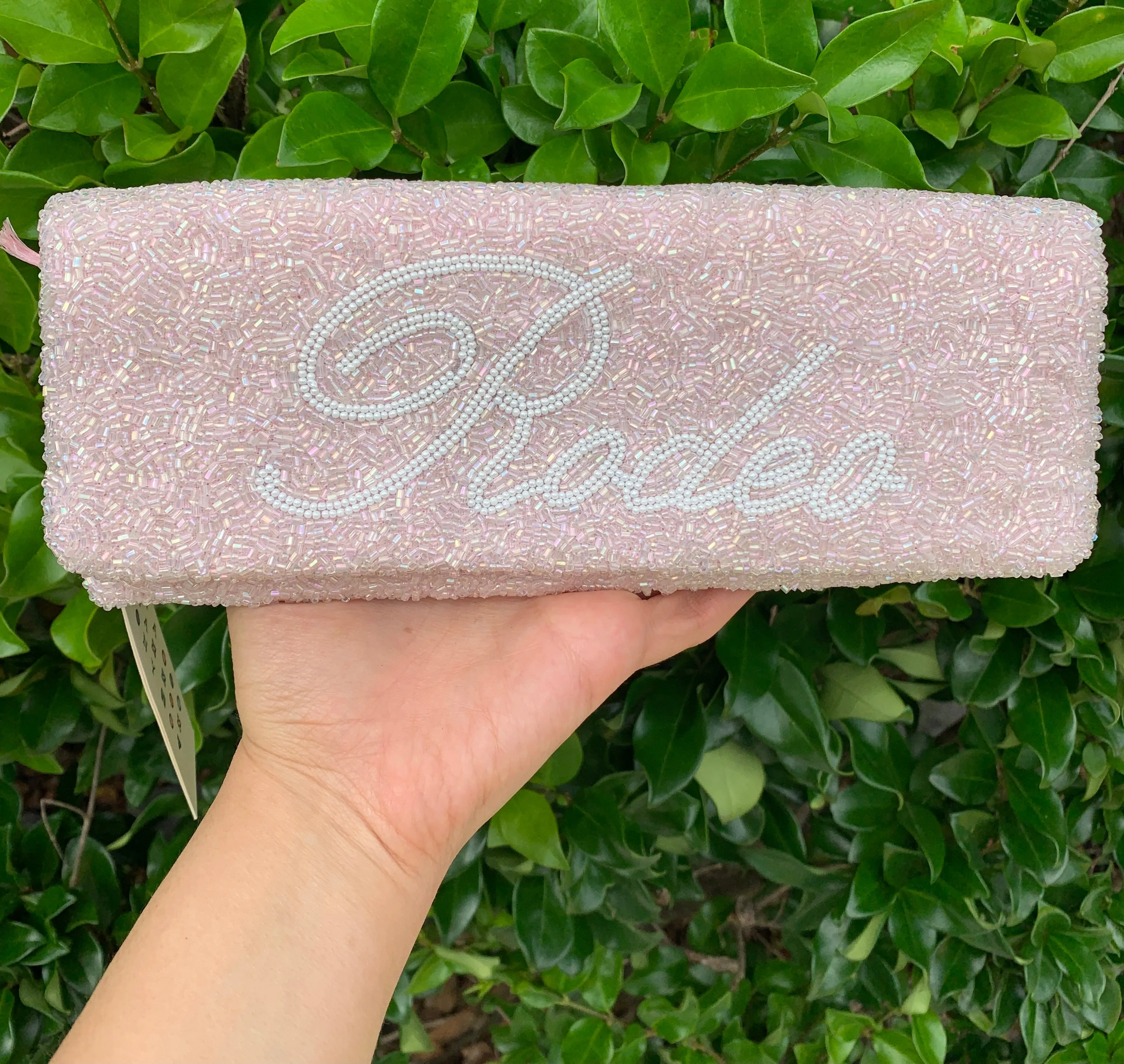 Glamfox - Baby Pink Rodeo Beaded Clutch