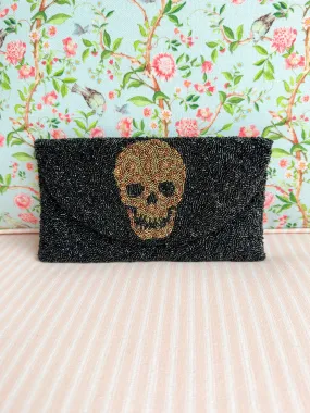 Glamfox - Skull Beaded Clutch Shoulder Length Bag