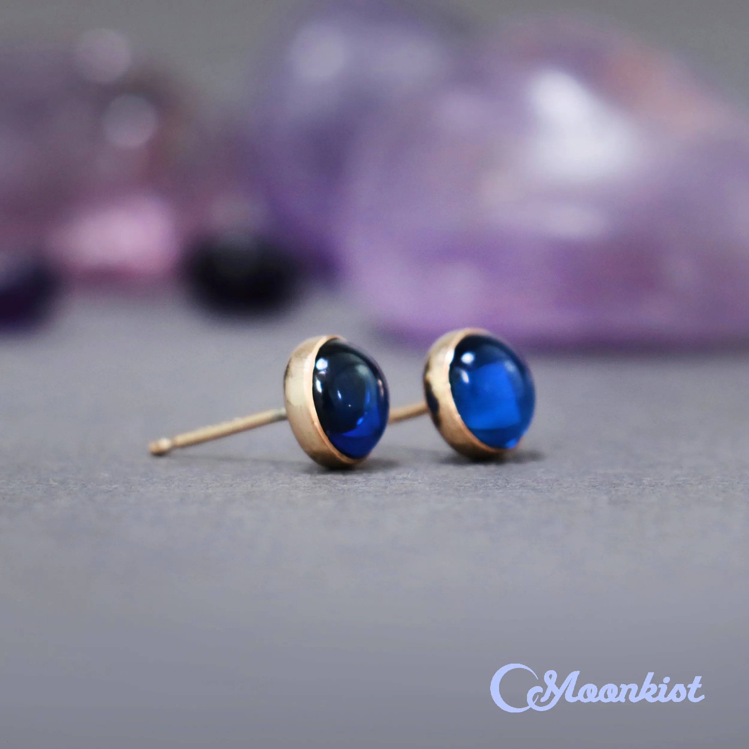 Gold Filled Blue Sapphire Stud Earrings  | Moonkist Designs