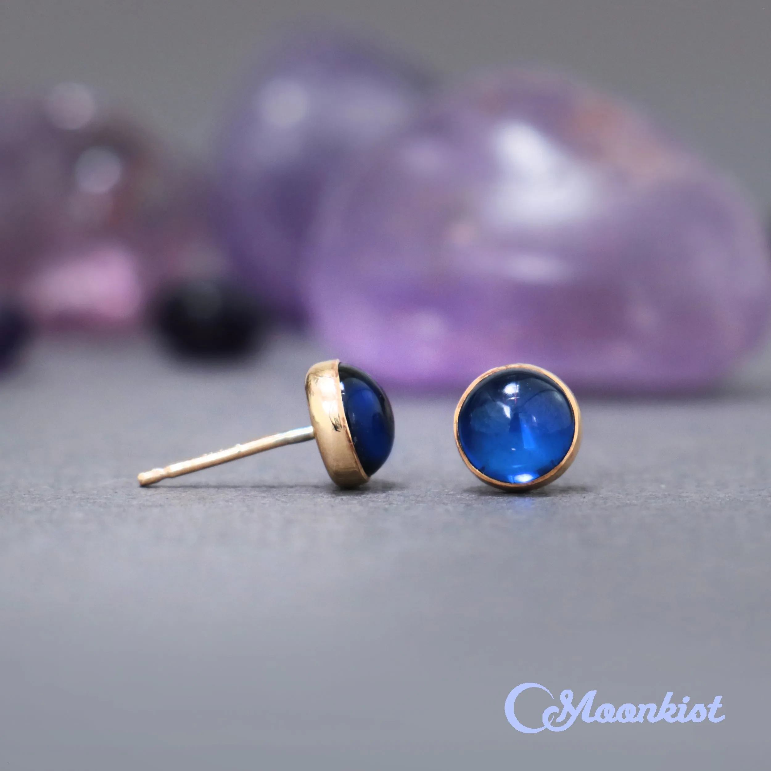 Gold Filled Blue Sapphire Stud Earrings  | Moonkist Designs