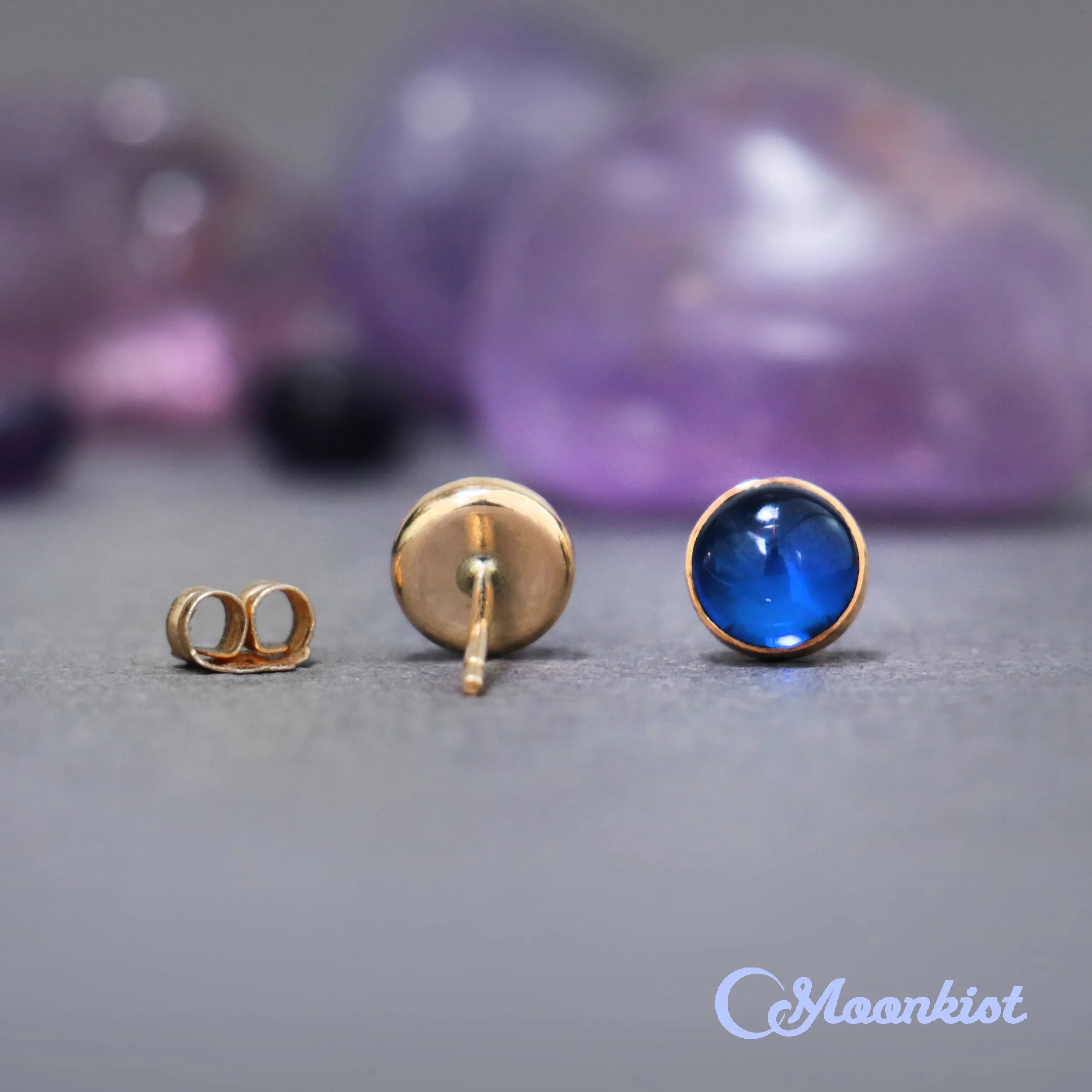 Gold Filled Blue Sapphire Stud Earrings  | Moonkist Designs