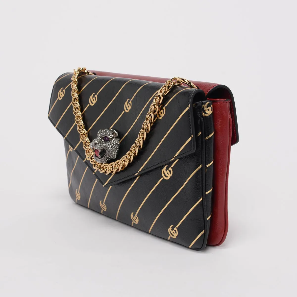 Gucci Black & Red Calfskin Medium Thiara Double Bag