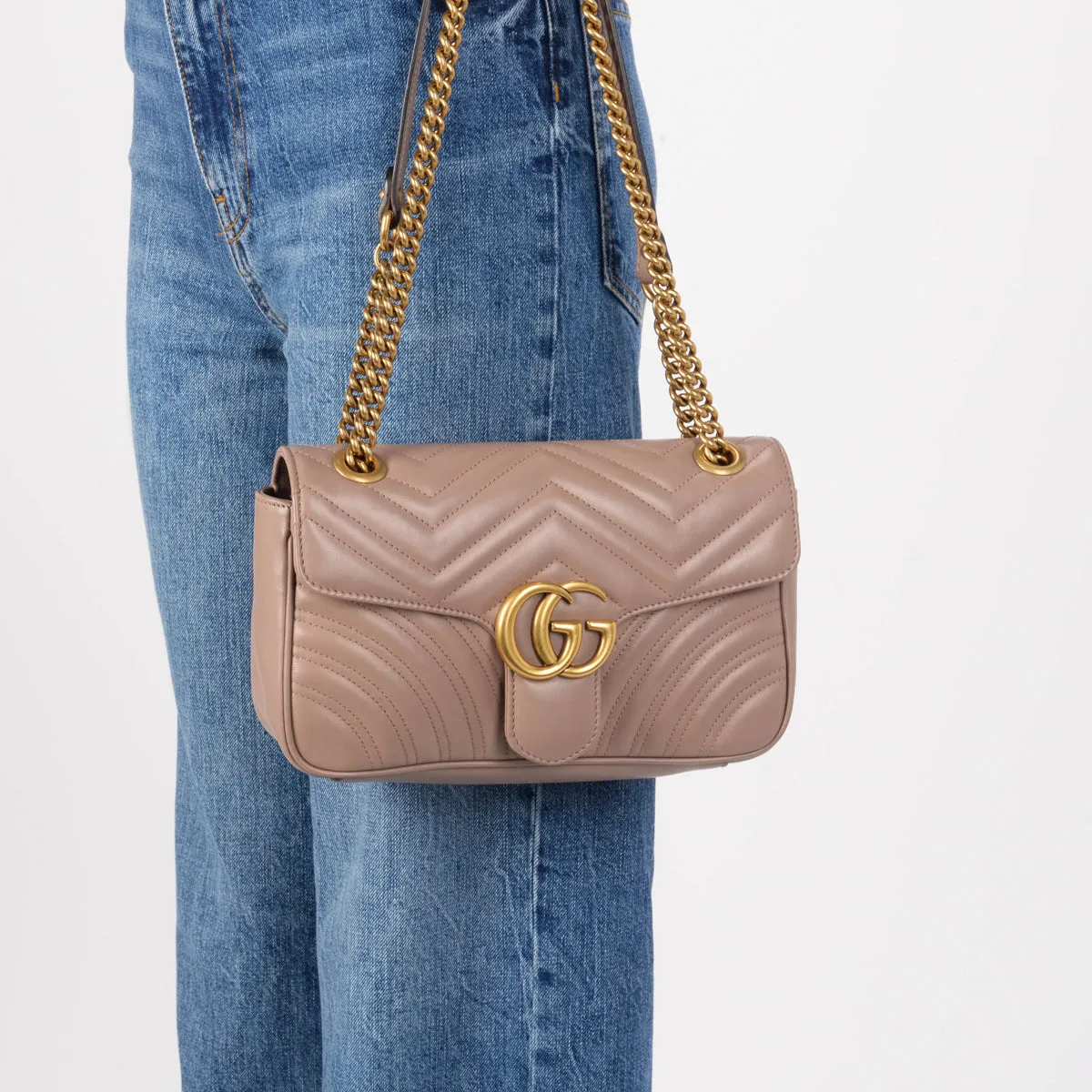 Gucci Dusty Pink Matelasse Small GG Marmont Bag