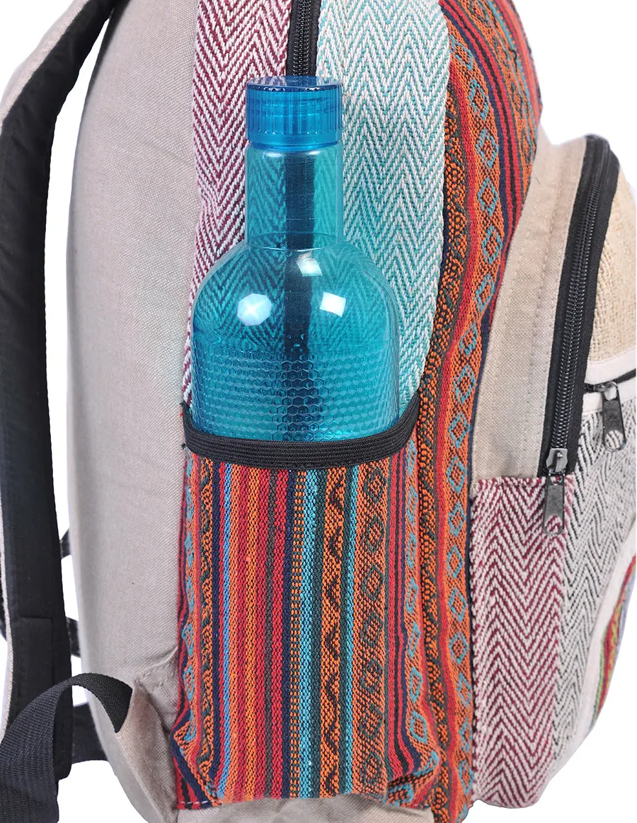 Hippie Boho Hemp Cotton Daypack Backpack Tribal Patch