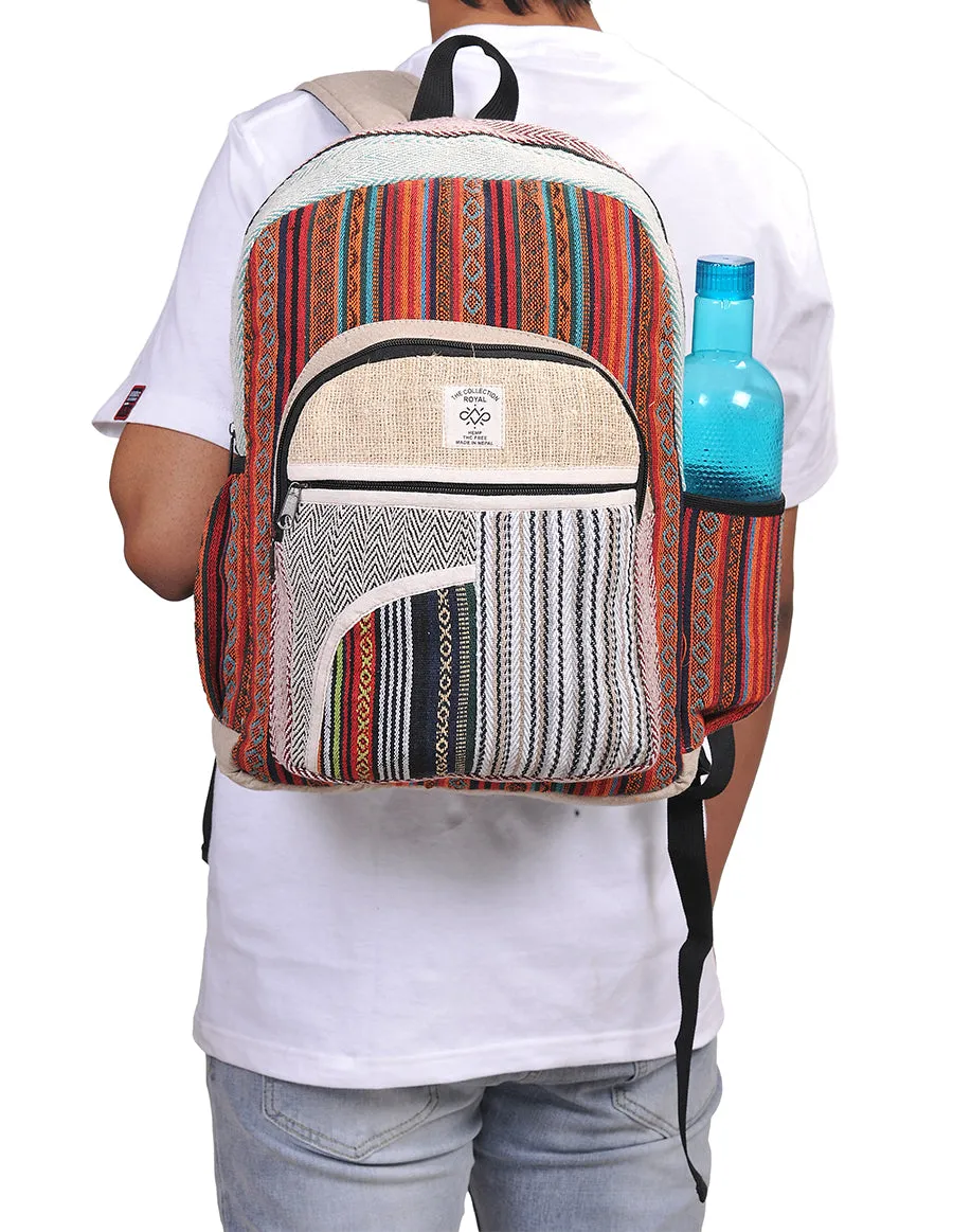 Hippie Boho Hemp Cotton Daypack Backpack Tribal Patch